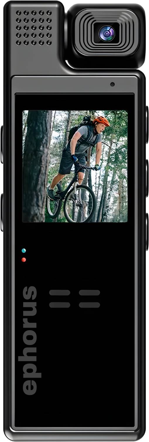 ephorus Pro Series HD Body Worn Camera 4K with 1.3" Display, 180° Rotating Camera Lens Sports and Action Camera
