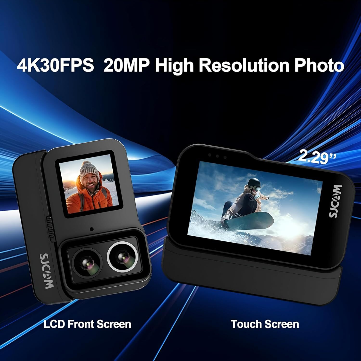 Image of SJCAM SJ20 Dual Lens UHD 4K Action Camera 8-Hour Duration Super Night Vision Dual Touch Screen Sports and Action Camera