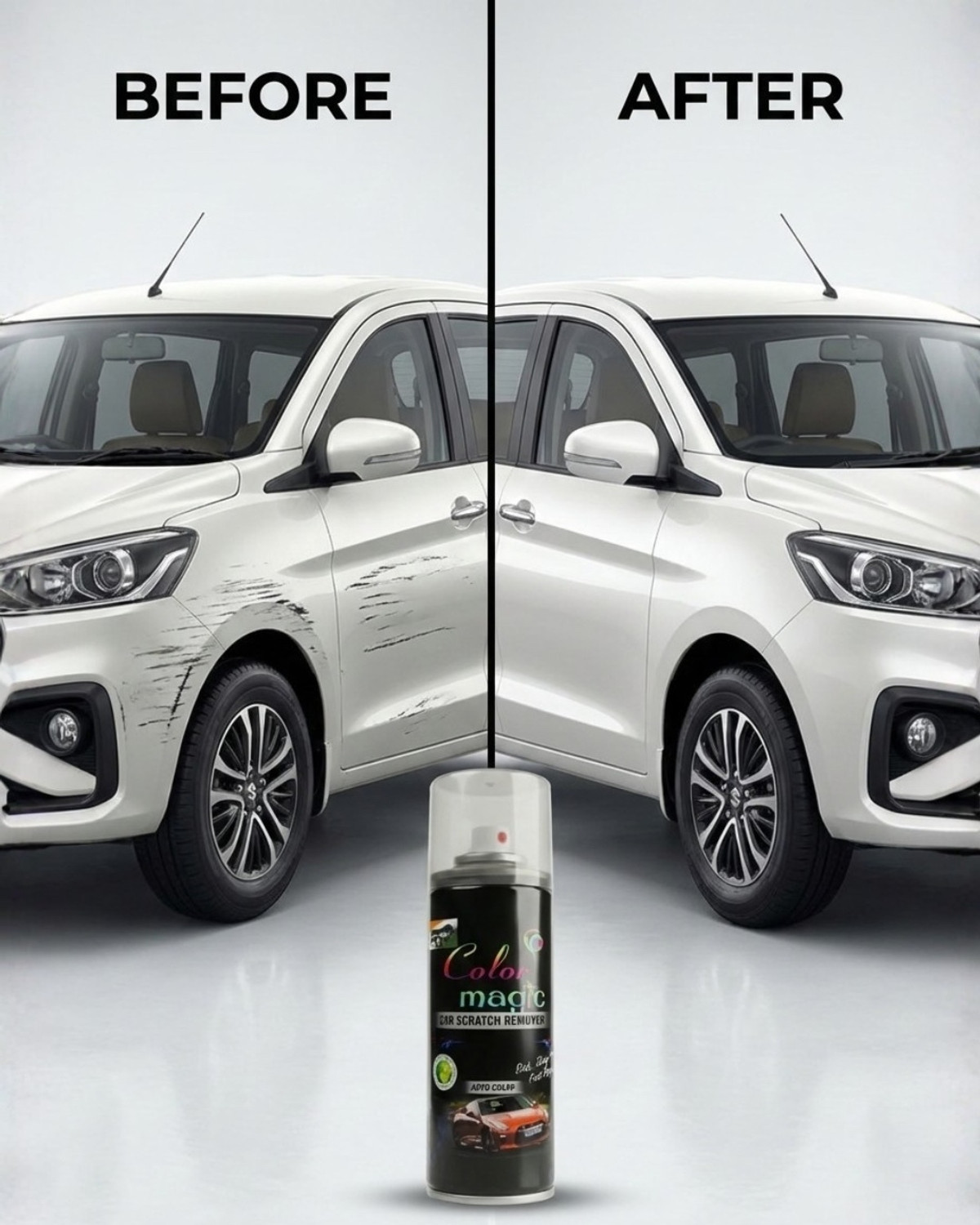 Image of COLORMAGIC Pearlscent White Scratch Remover Spray Paint For Tata Tigor White Spray Paint 200 ml