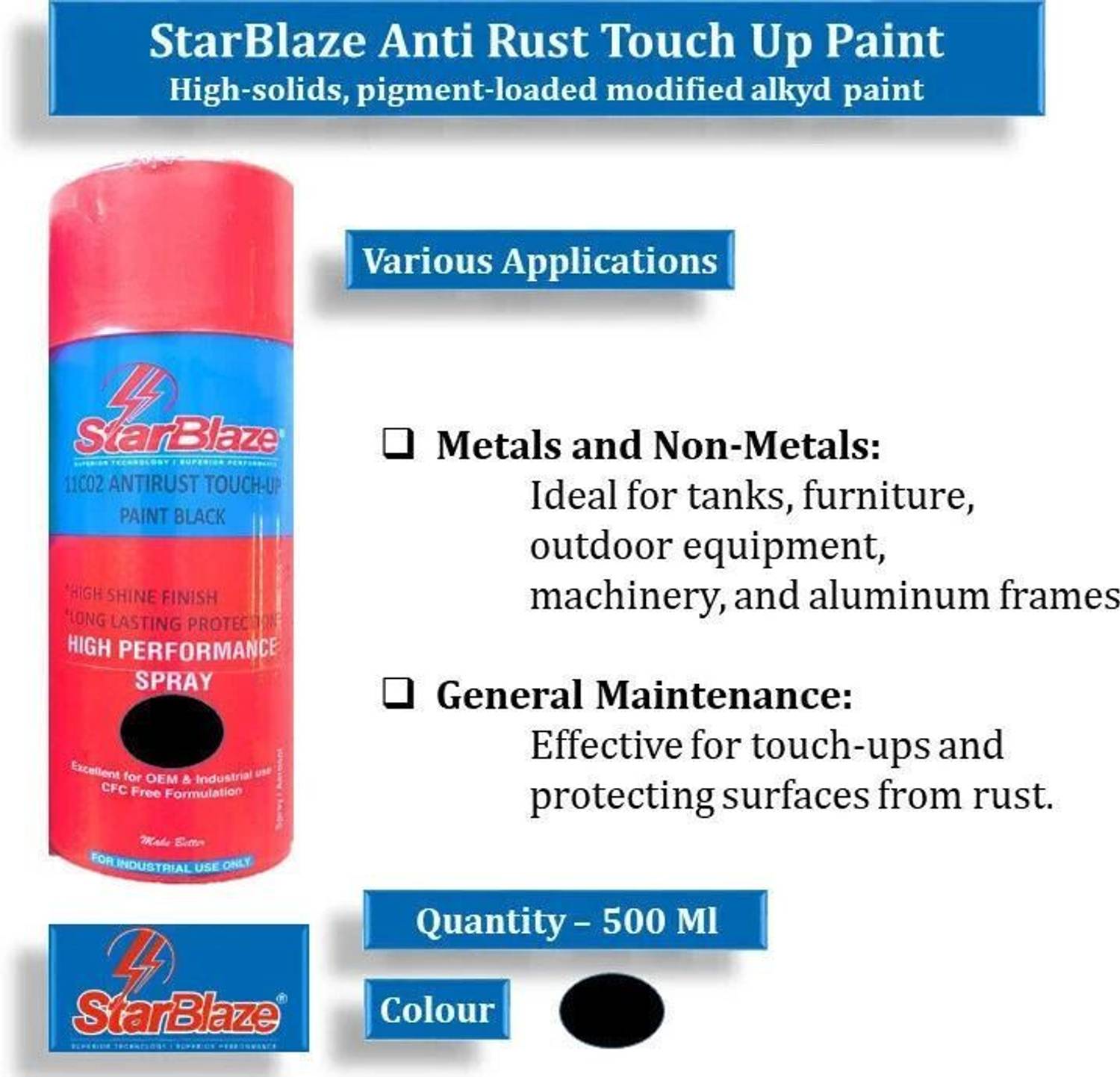 starblaze High-Performance Anti Rust Touch Up Spray Paint | For