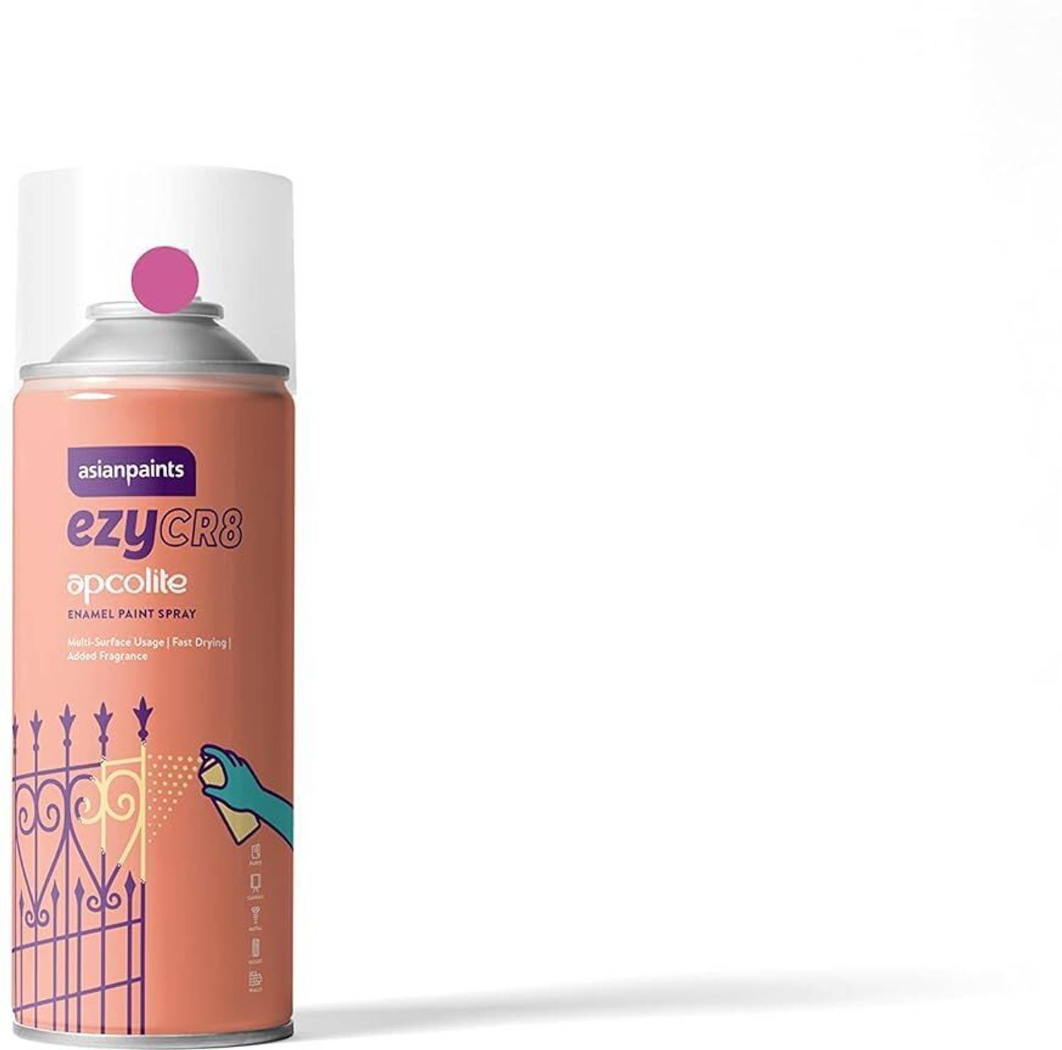 Asian Paints ezyCR8 Apcolite DIY 100% Acrylic | Multi-Surface Use: Metal, Wood & Walls Peach Red Spray Paint 400 ml Rs. 167 - Flipkart