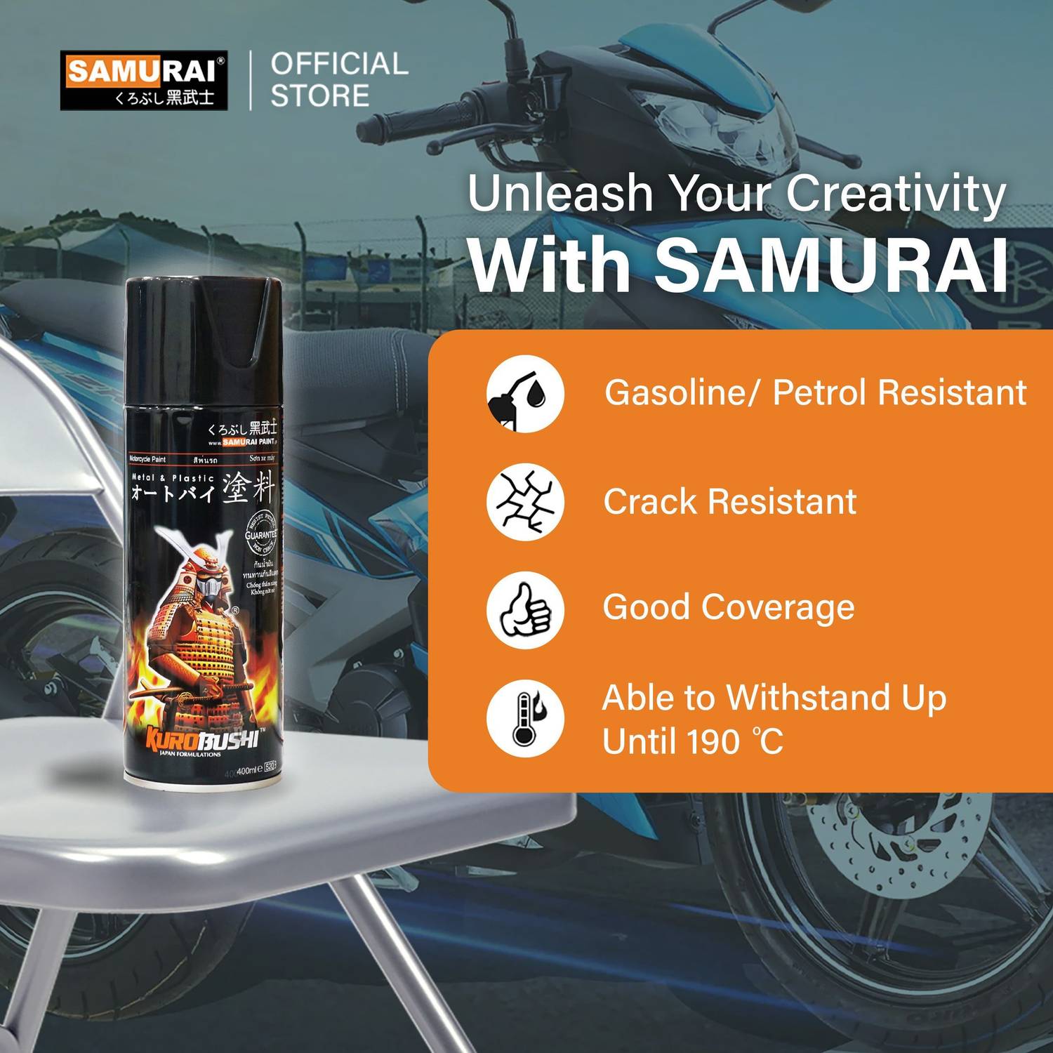 Samurai Kurobushi Black Spray Paint 400 ml - Image 2
