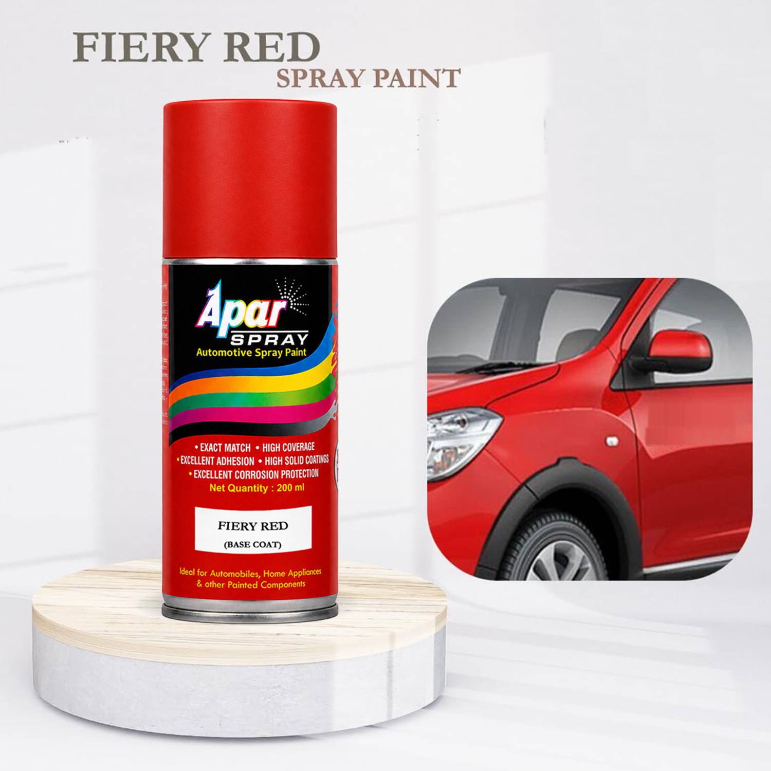 apar Spray Paint REN.Fiery Red (RC Colour Name)+GC 200ml, Red