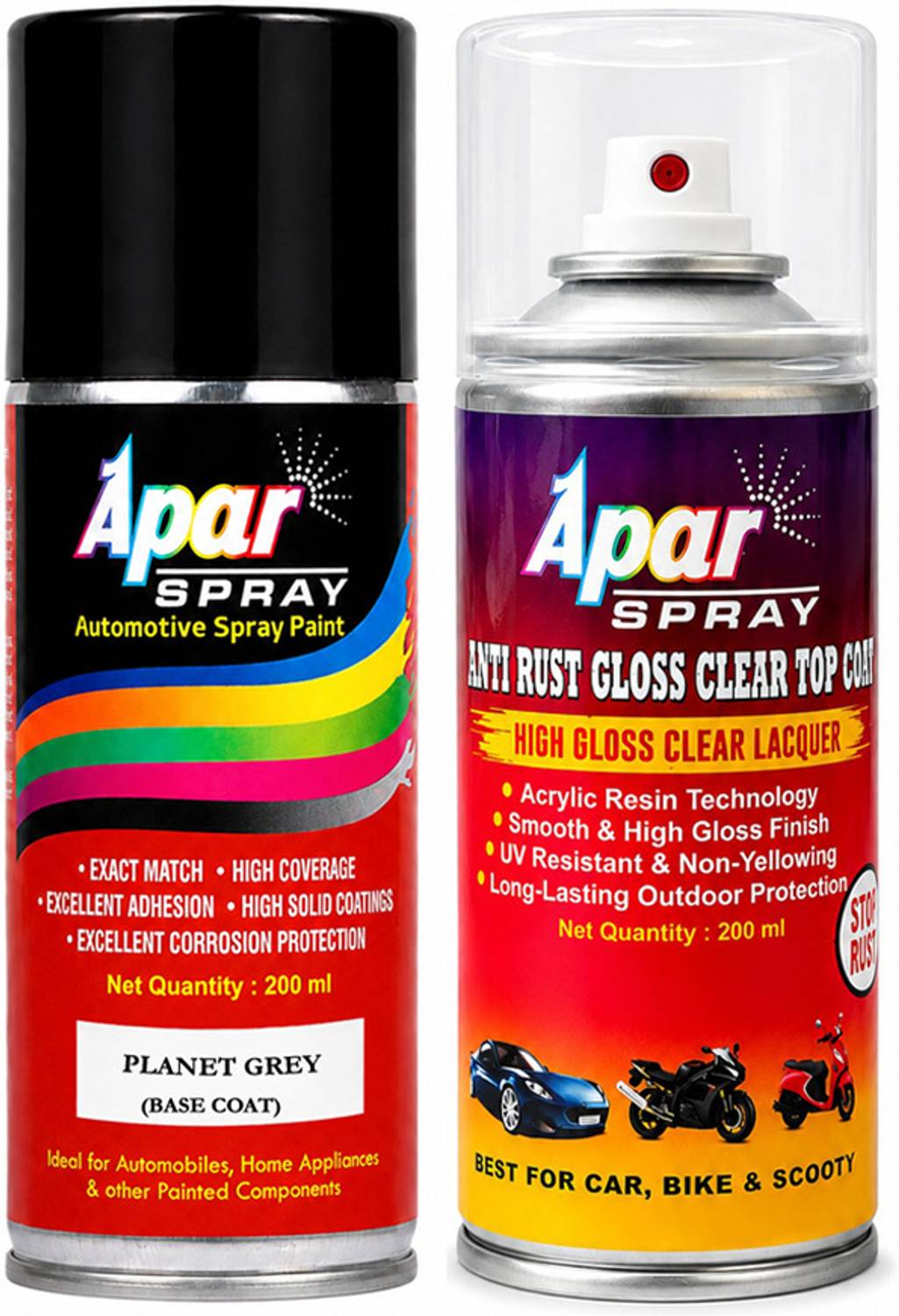 apar Spray Paint Planet Grey 200ml (Pack of 2), 450ml - Image 1
