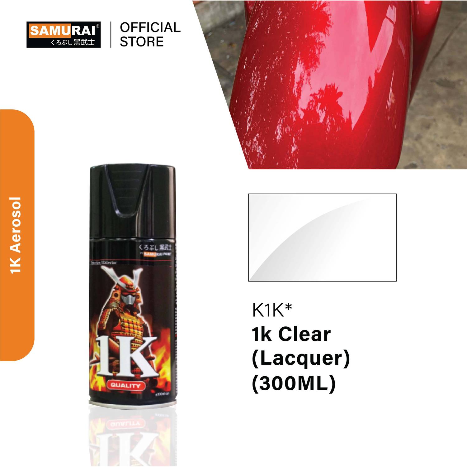 Samurai Kurobushi 1K Top Coat Clear Spray Paint 300 ml Pack of 1 - Image 1