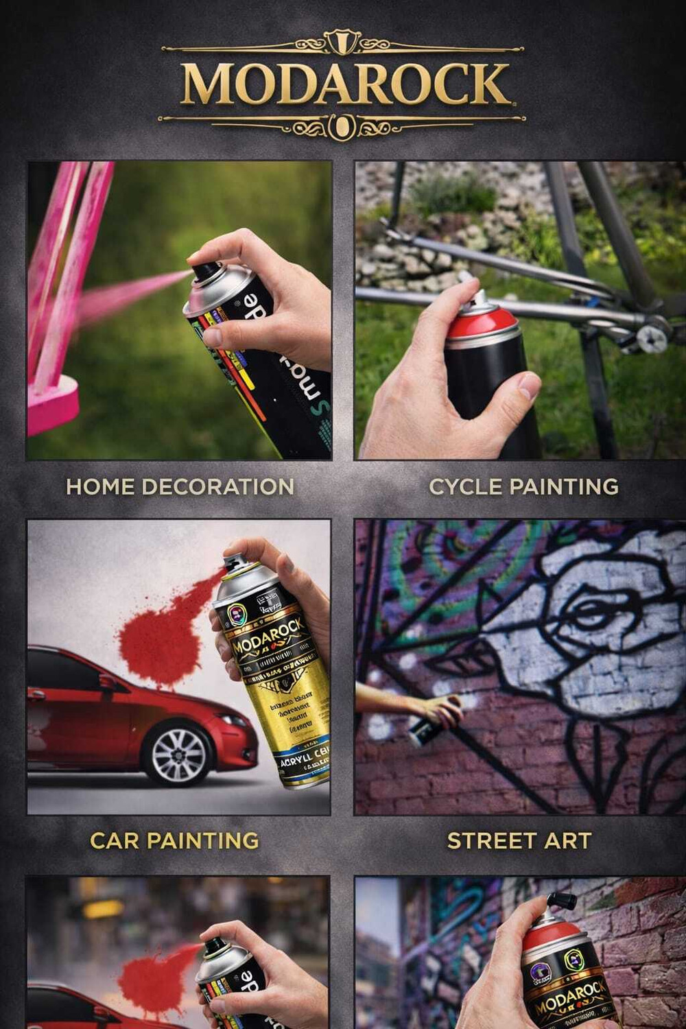 Image of MODAROCK MATT BLACK Spray Paint 400 ml (Pack of 1)