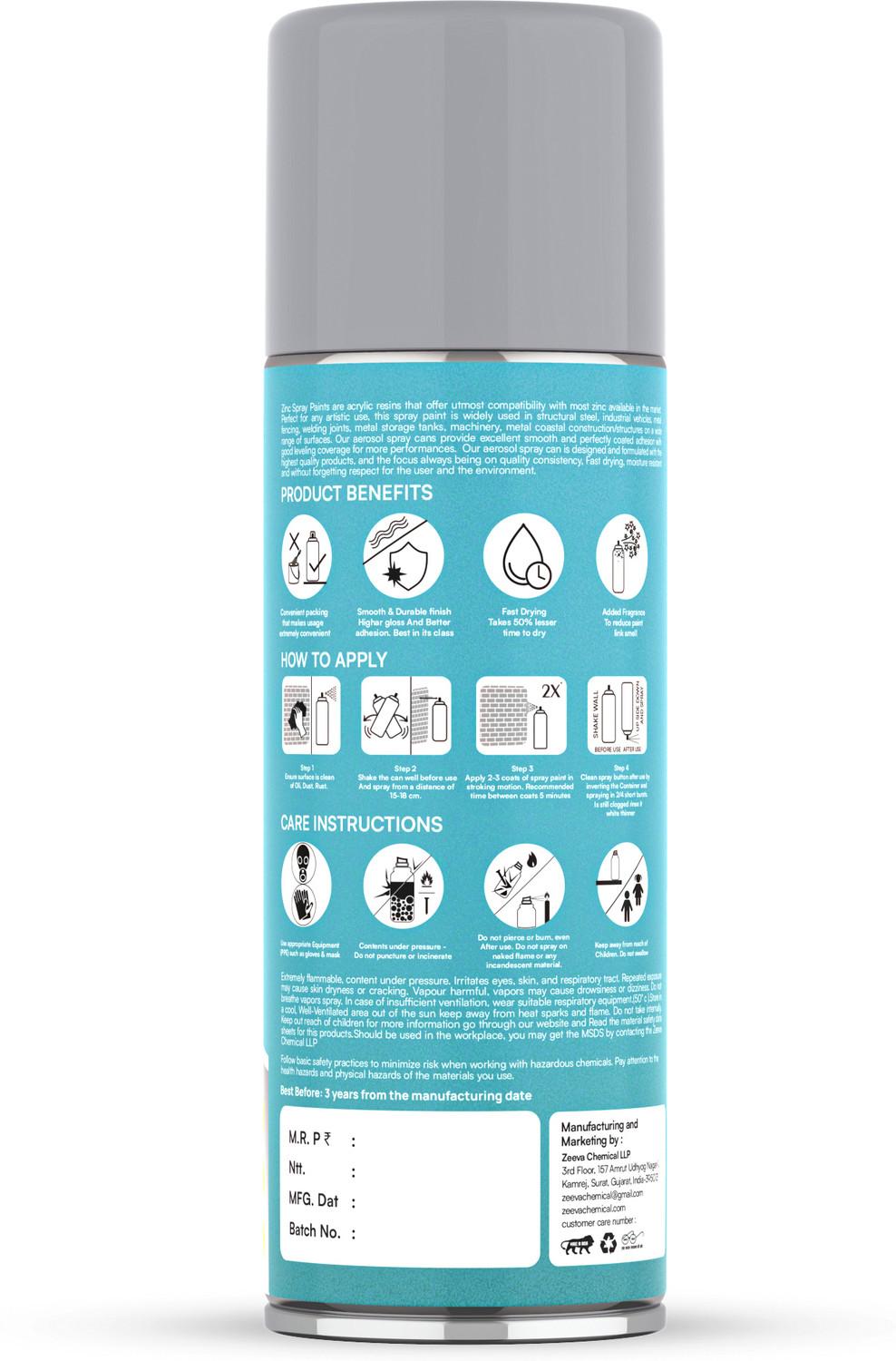 Image of Zeeva 99% Cold Galvanizing Spray for Rust Protection and Metal Coating Zinc Spray Paint 400 ml