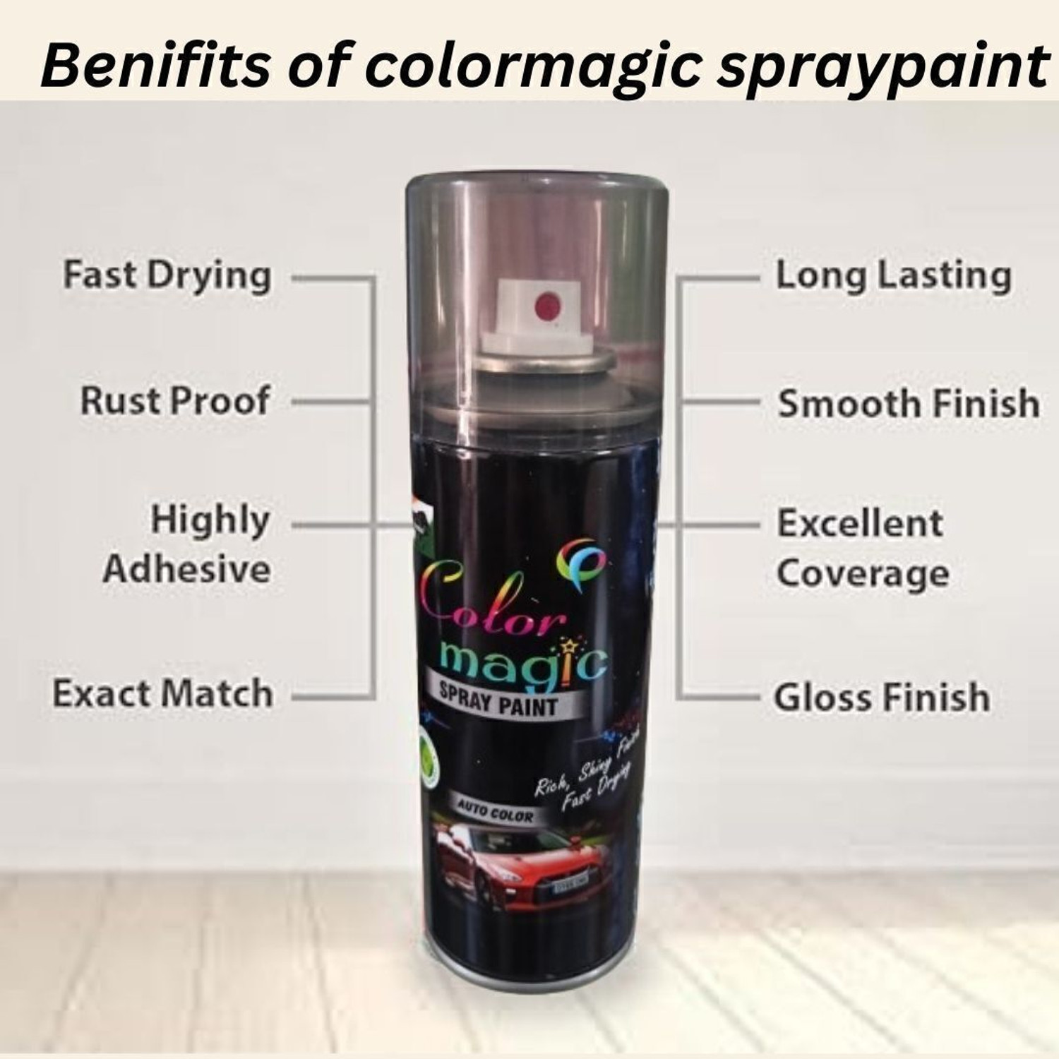Image of COLORMAGIC Pearlscent White Scratch Remover Spray Paint For Tata Tigor White Spray Paint 200 ml
