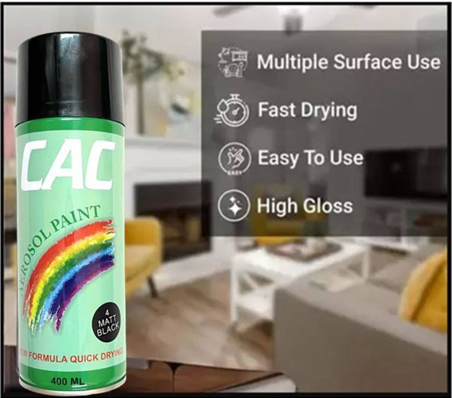 CAC'S Matt Black Spray Paint 400 ml