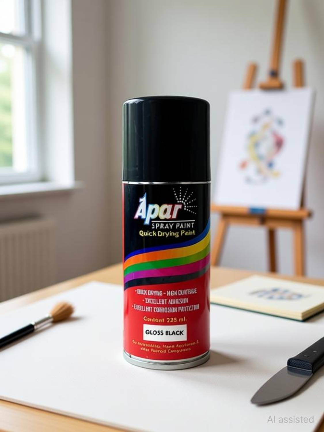 apar Spray Paint GLOSS BLACK -200 ml(Pack of 2-pcs), For Bicycle, Bike, Cars, Home Black Spray Paint 225 ml