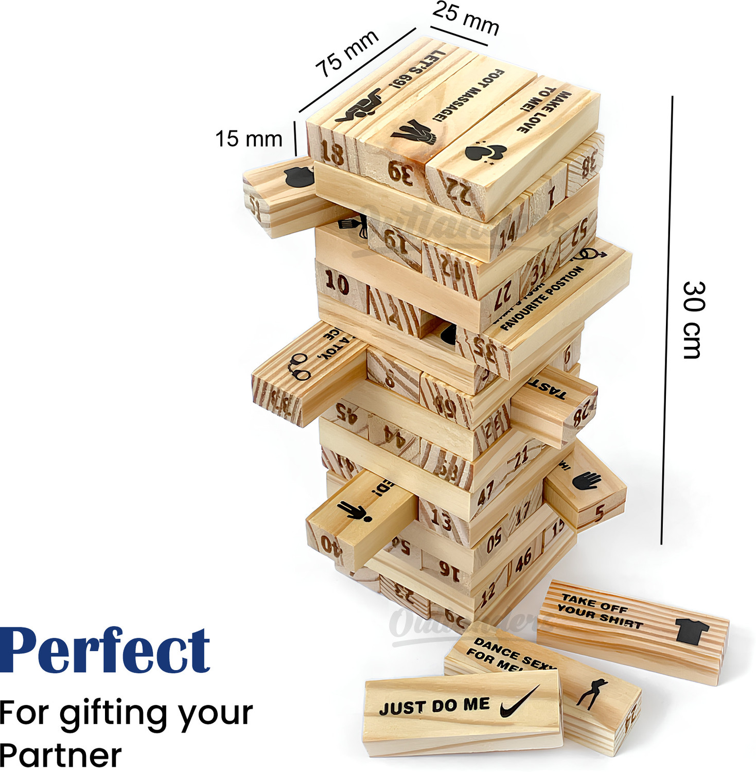 Image of Outlanders Wooden Stacking Tower Game, Adult Couples Block Game for couple Party & Fun Board Game