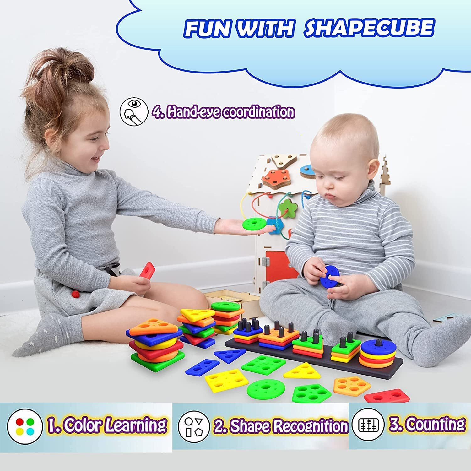 Image of CloudTech Smart Activity Learning & educational Geometry Shape & color Block game for Kids