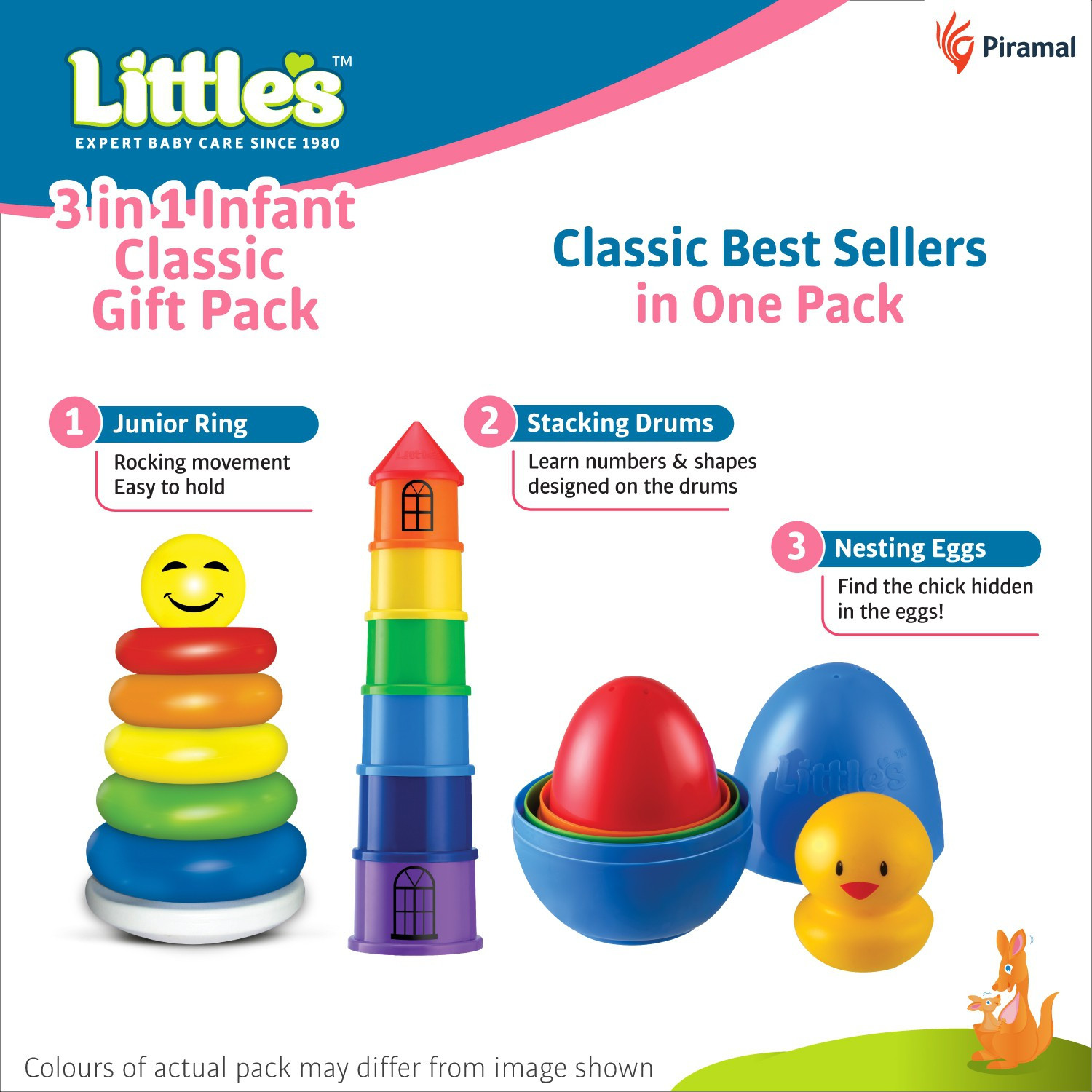 Image of Little's 3 in 1 Infant Classic Gift Pack I Activity & Learning Toys for Babies