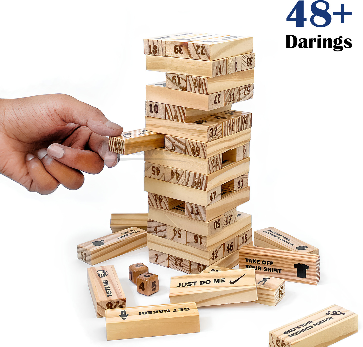 Image of Outlanders Wooden Stacking Tower Game, Adult Couples Block Game for couple Party & Fun Board Game