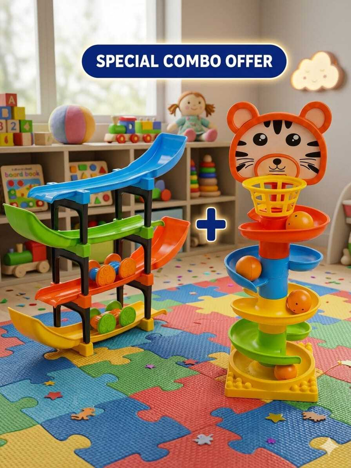 Image of Jasmine collection Kids Spiral Tower Roll Ball Drop Game | Educational Learning Toy