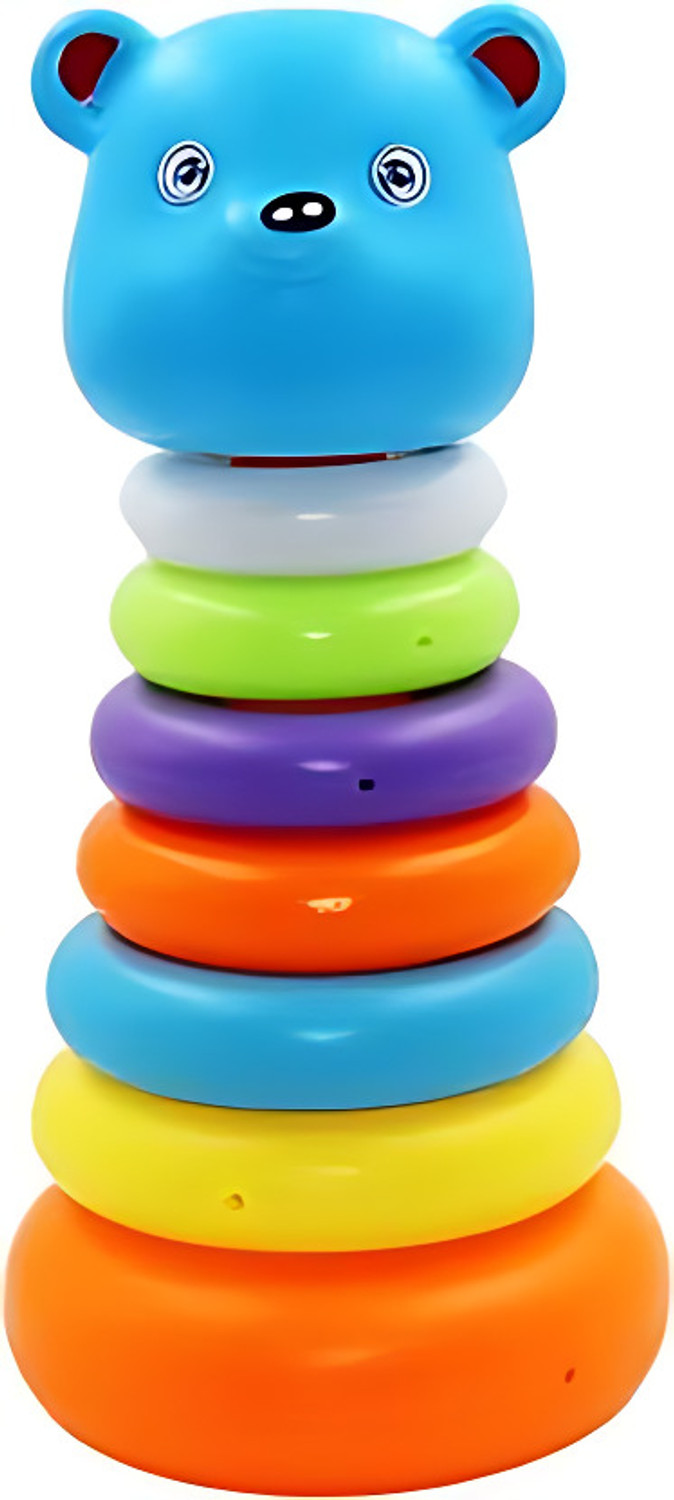 Image of EduJoy Stacking Teddy Rings,Ring tower(7 Colord Rings + 1 Bear Topper)
