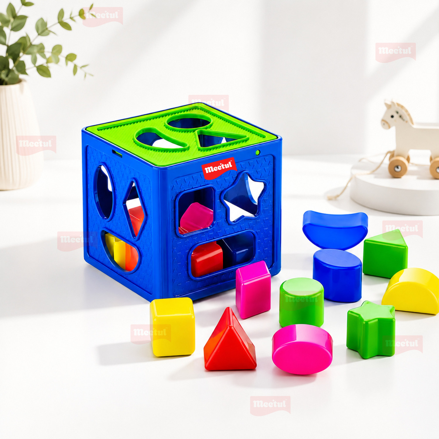 Meetul Enterprise Shape Sorter Learning Cube Toy with 18 Colorful Shape Blocks for Kids 12+ Months