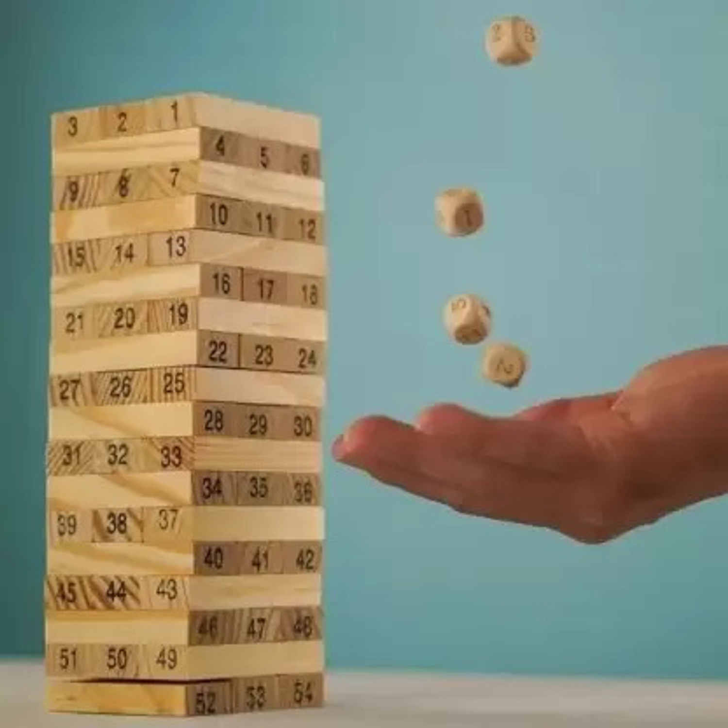 VSINDIA Wooden Jenga Number Dice Blocks Timber Tower Tumbling Game for Kids and Adults