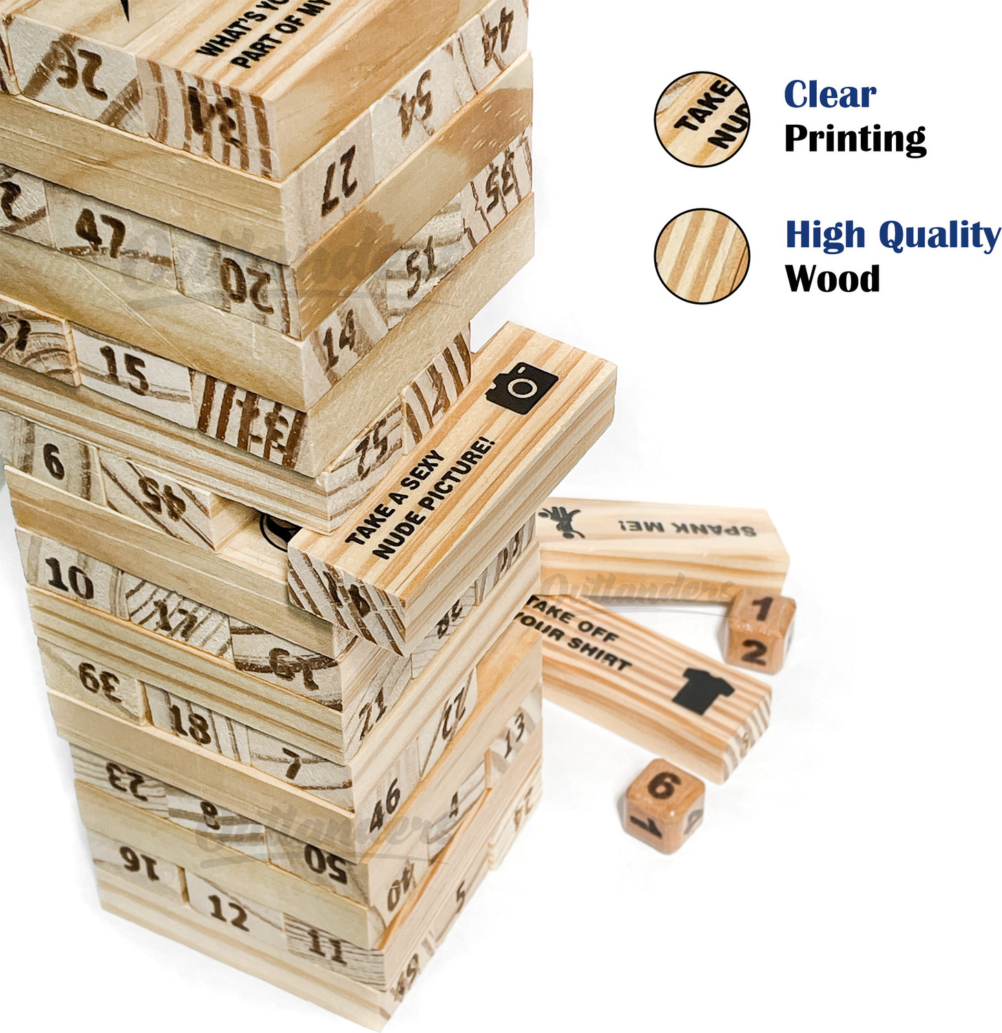 Image of Outlanders Wooden Stacking Tower Game, Adult Couples Block Game for couple Party & Fun Board Game