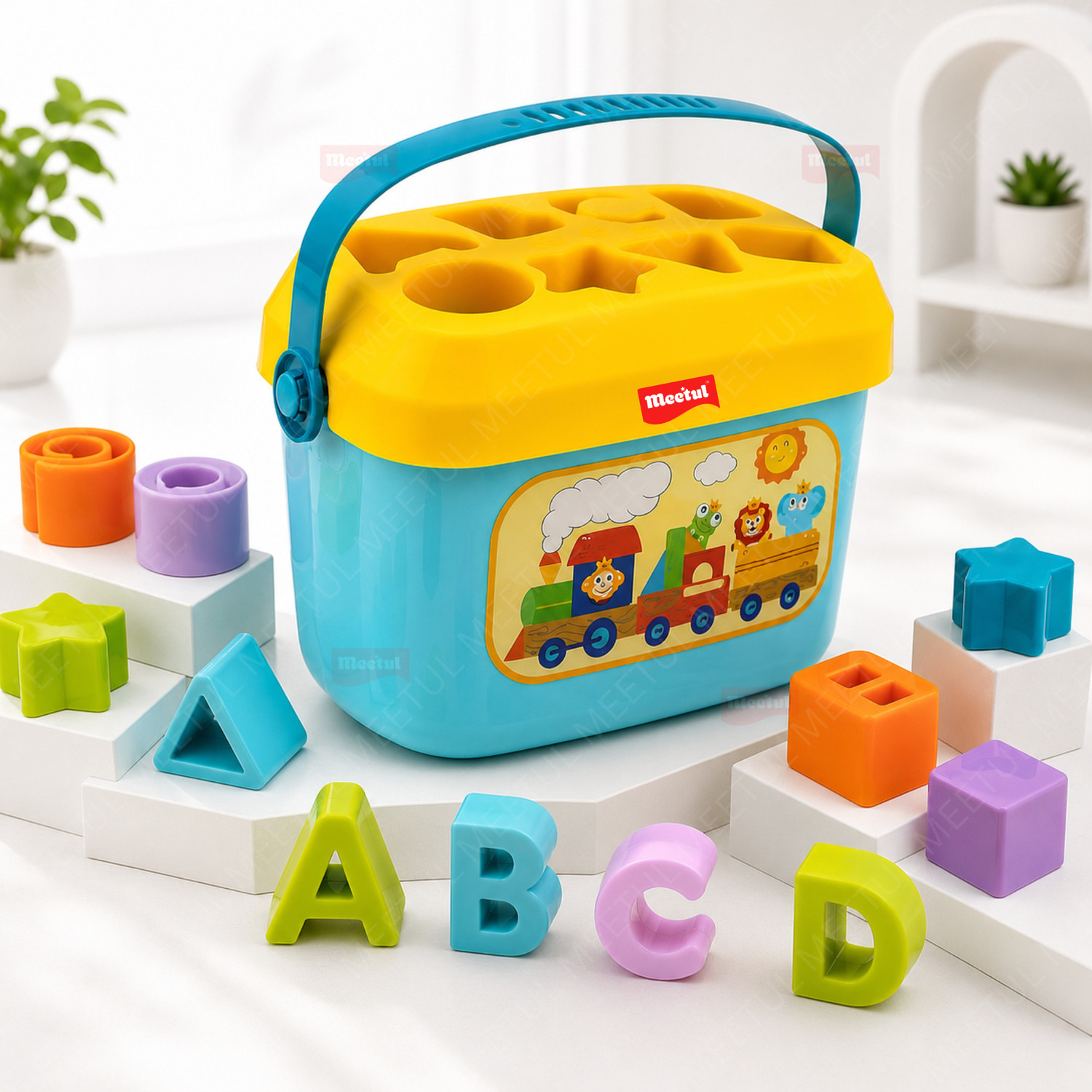 Image of Meetul Enterprise Baby's First Block 16 Alphabet & Blocks Educational Toy for Kids & Baby Girl-Boy (Multicolor)