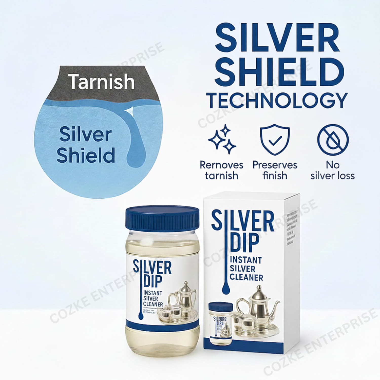 Image of COZKE ENTERPRISE Silver Dip Cleaner Liquid - Jewellery, Pooja Item & Utensil Tarnish 13169 Stain Remover