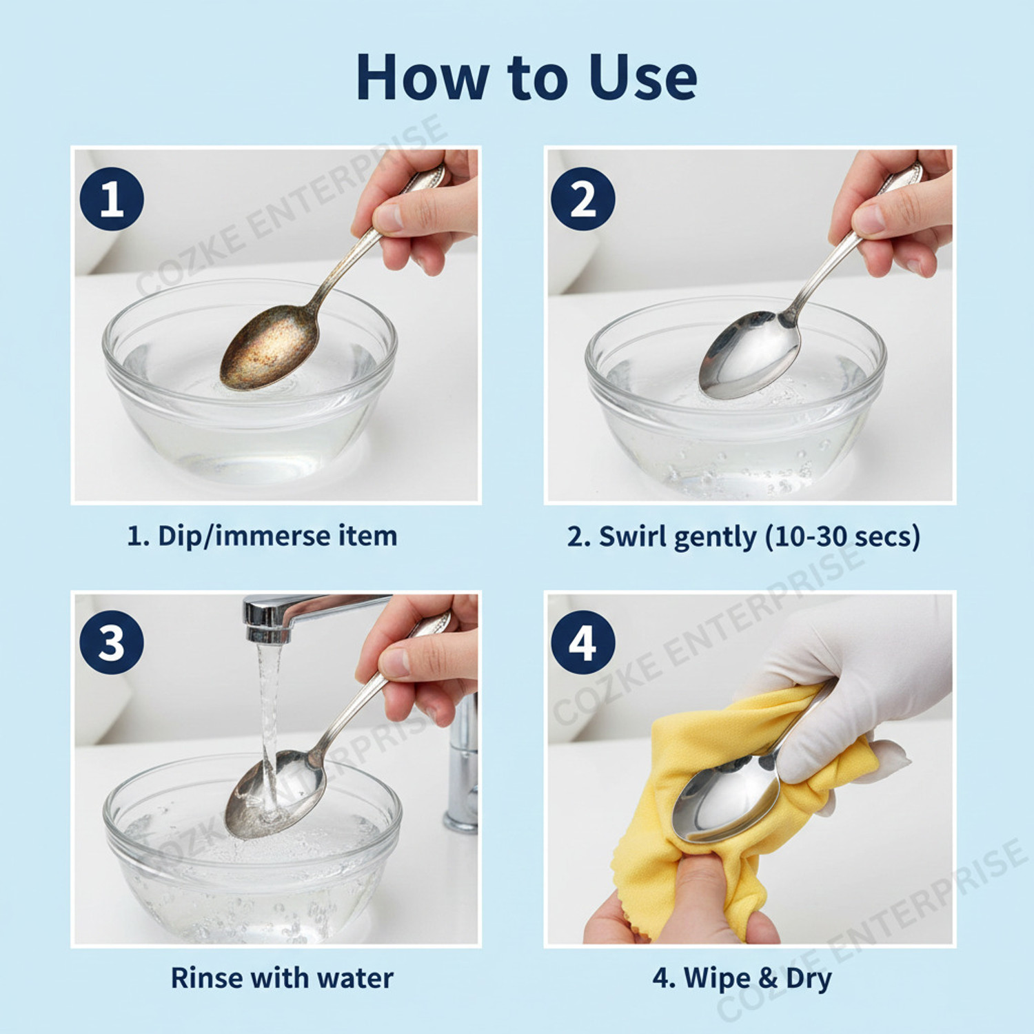 Image of COZKE ENTERPRISE Silver Dip Cleaner Liquid - Jewellery, Pooja Item & Utensil Tarnish 13169 Stain Remover