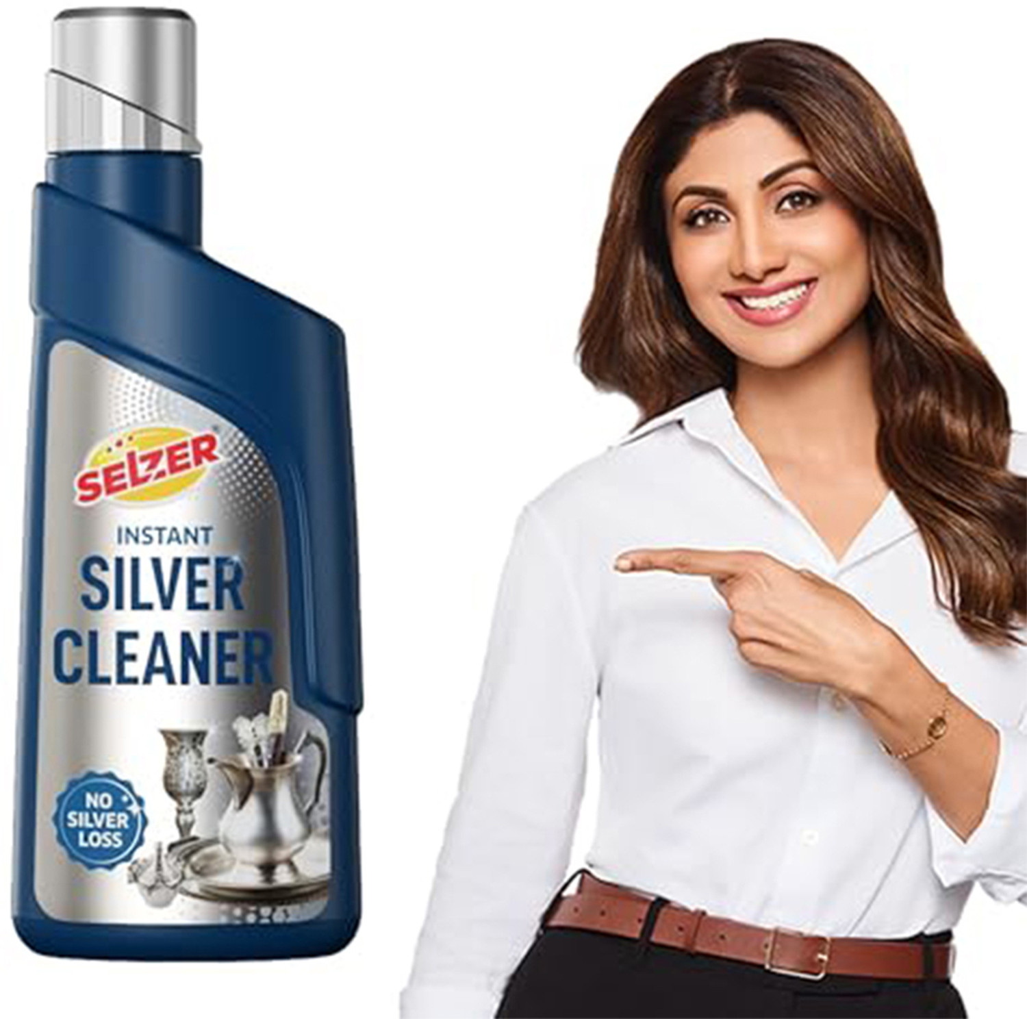 Image of SELZER Instant Silver Cleaner Liquid for Jewellery - 250ml Silver Dip Stain Remover