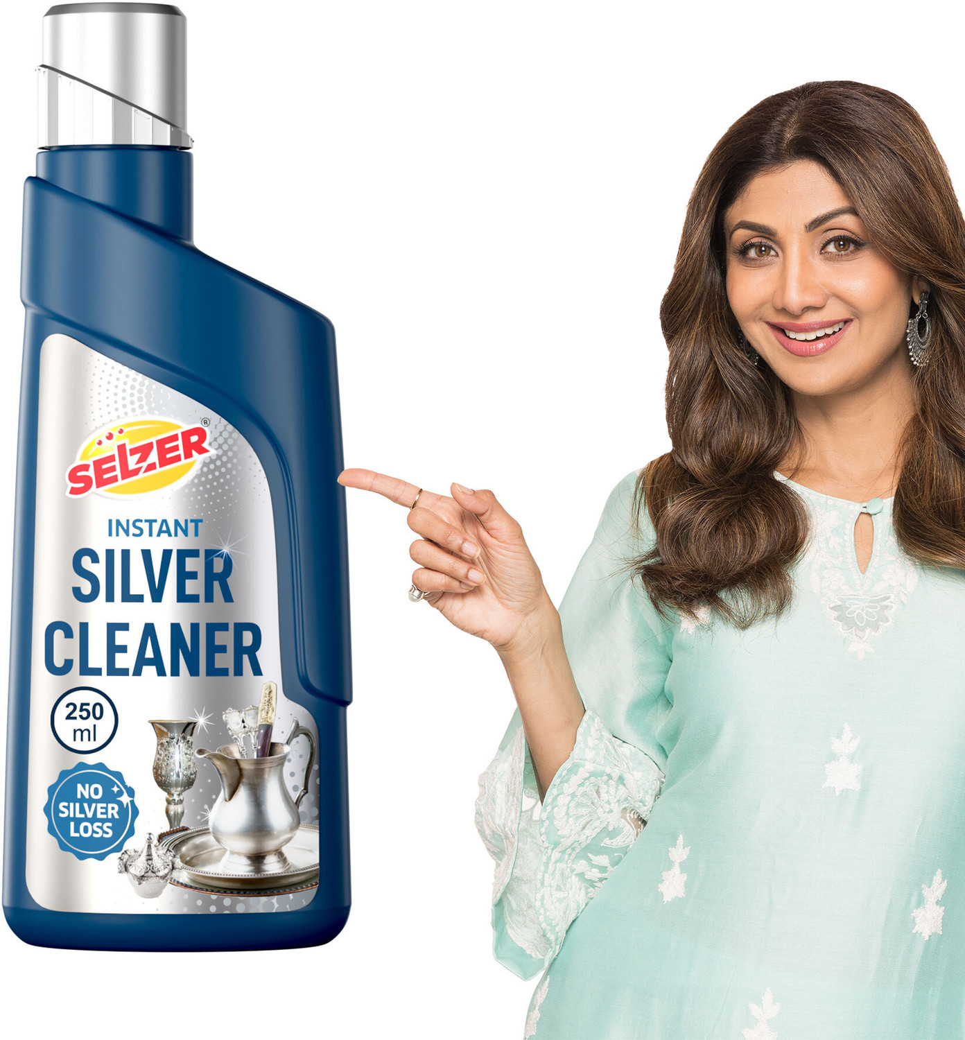 Image of SELZER Instant Silver Cleaner Liquid for Jewellery - 250ml Silver Dip Stain Remover