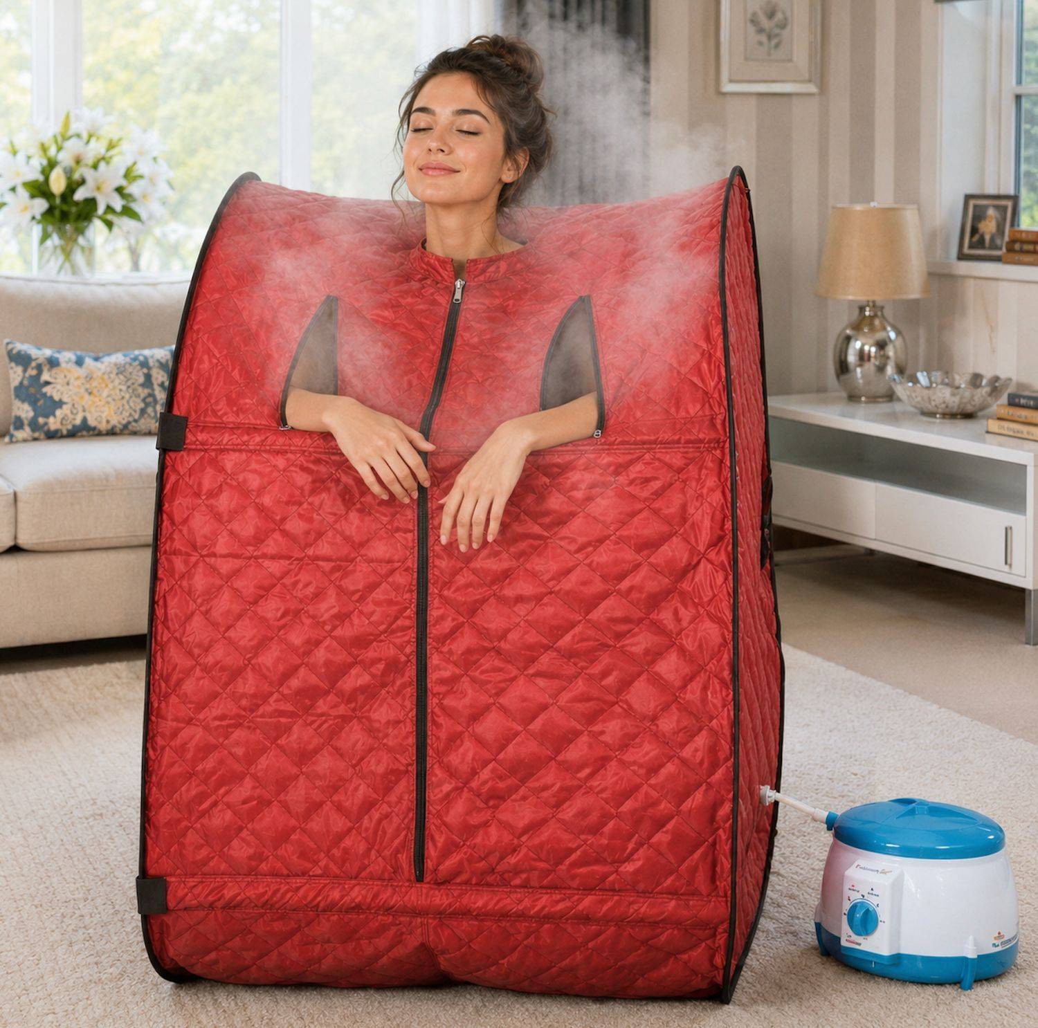 KAWACHI C145-Red Portable Home Steam Sauna Spa Portable Steam Sauna Bath price history chart and lowest price
