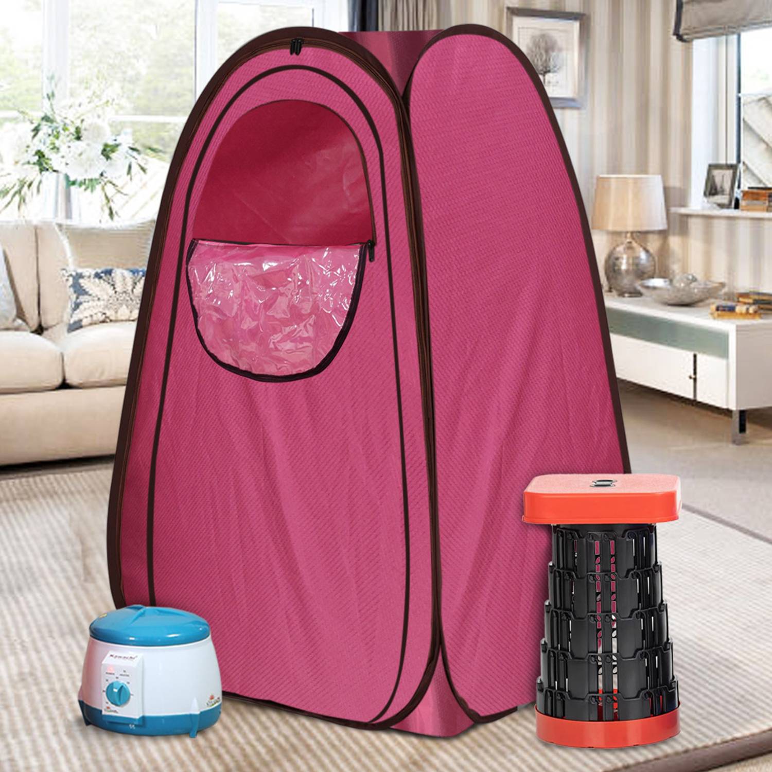 KAWACHI Full Body Personal Sauna at Home Spa Portable Steam Sauna Bath, 1.5L & 750W Steamer With Plastic Stool Portable Steam Sauna Bath price history chart and lowest price