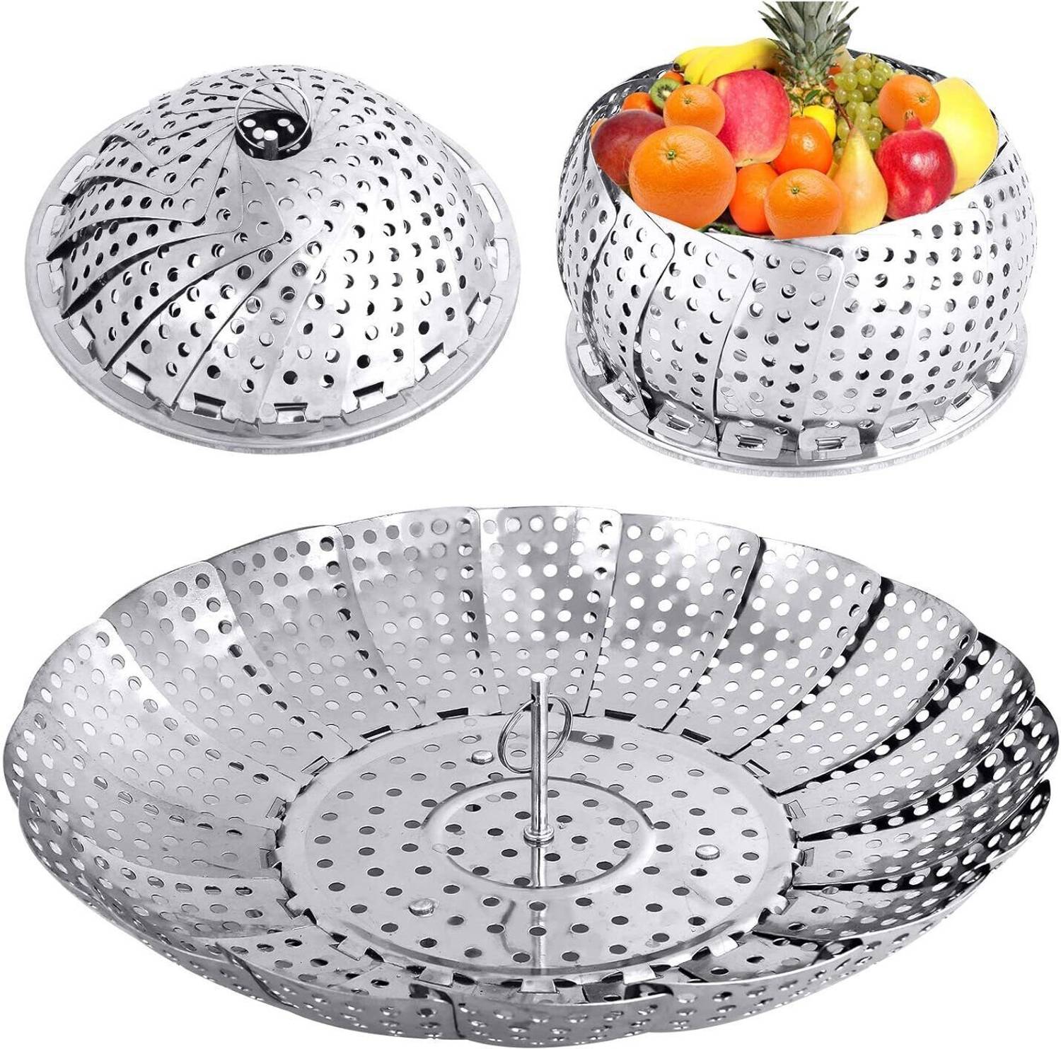 AshmakamMart Modak Steamer Stainless Steel - Multipurpose Folding Veg Steamer Basket Stainless Steel Steamer