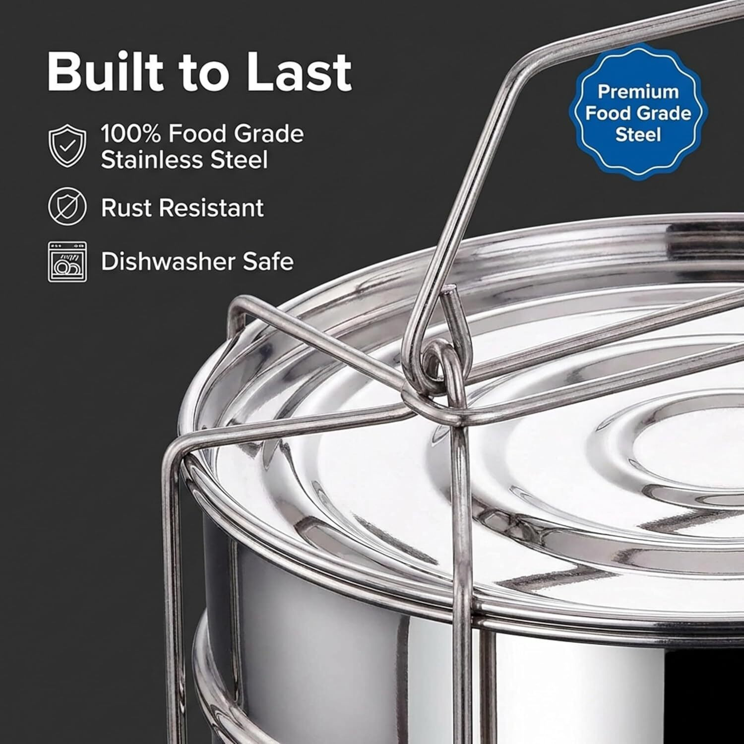 Image of Onions Expresso 5L Outer Lid Cooker Separator Set (2 Containers) Stainless Steel Steamer