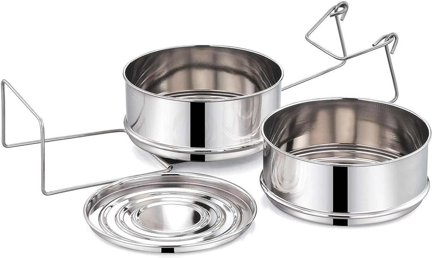 Image of Onions Expresso 3L Outer Lid Cooker Separator Set (2 Containers) Stainless Steel Steamer