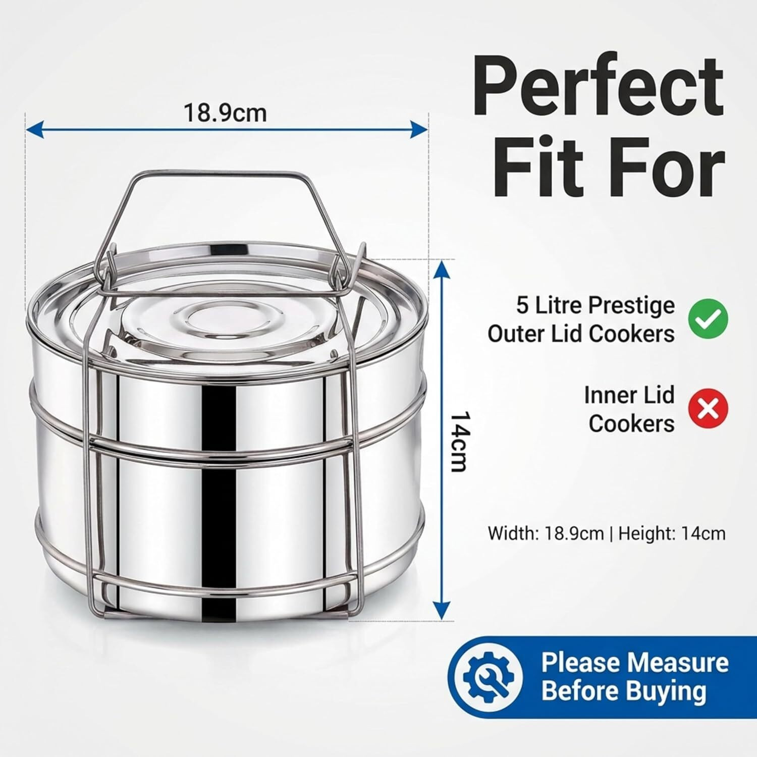 Image of Onions Expresso 5L Outer Lid Cooker Separator Set (2 Containers) Stainless Steel Steamer