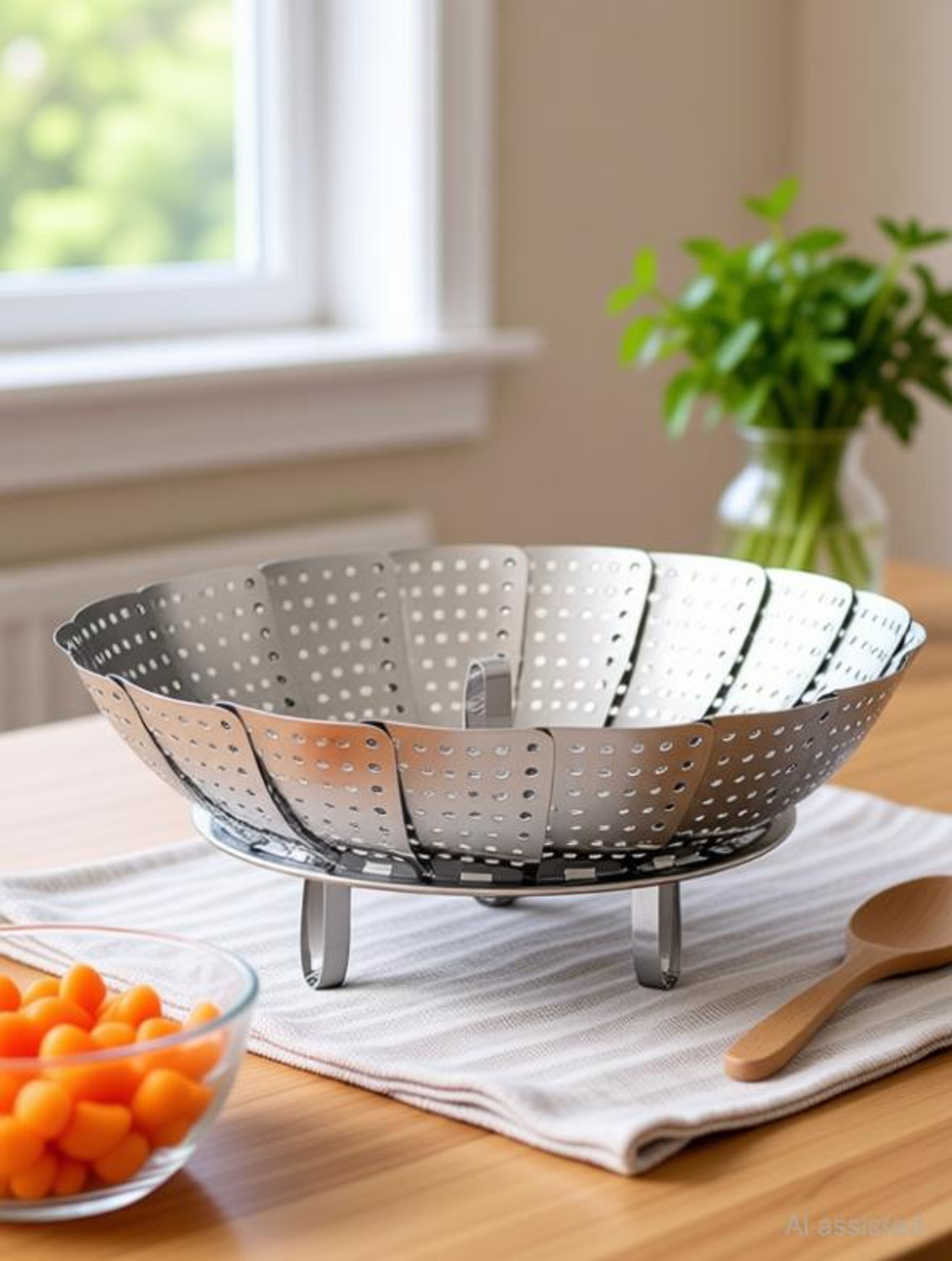 Image of CHEFERYN Foldable Baby Food Steamer for Vegatables Cooking Stainless Steel Steamer (1.5 L)