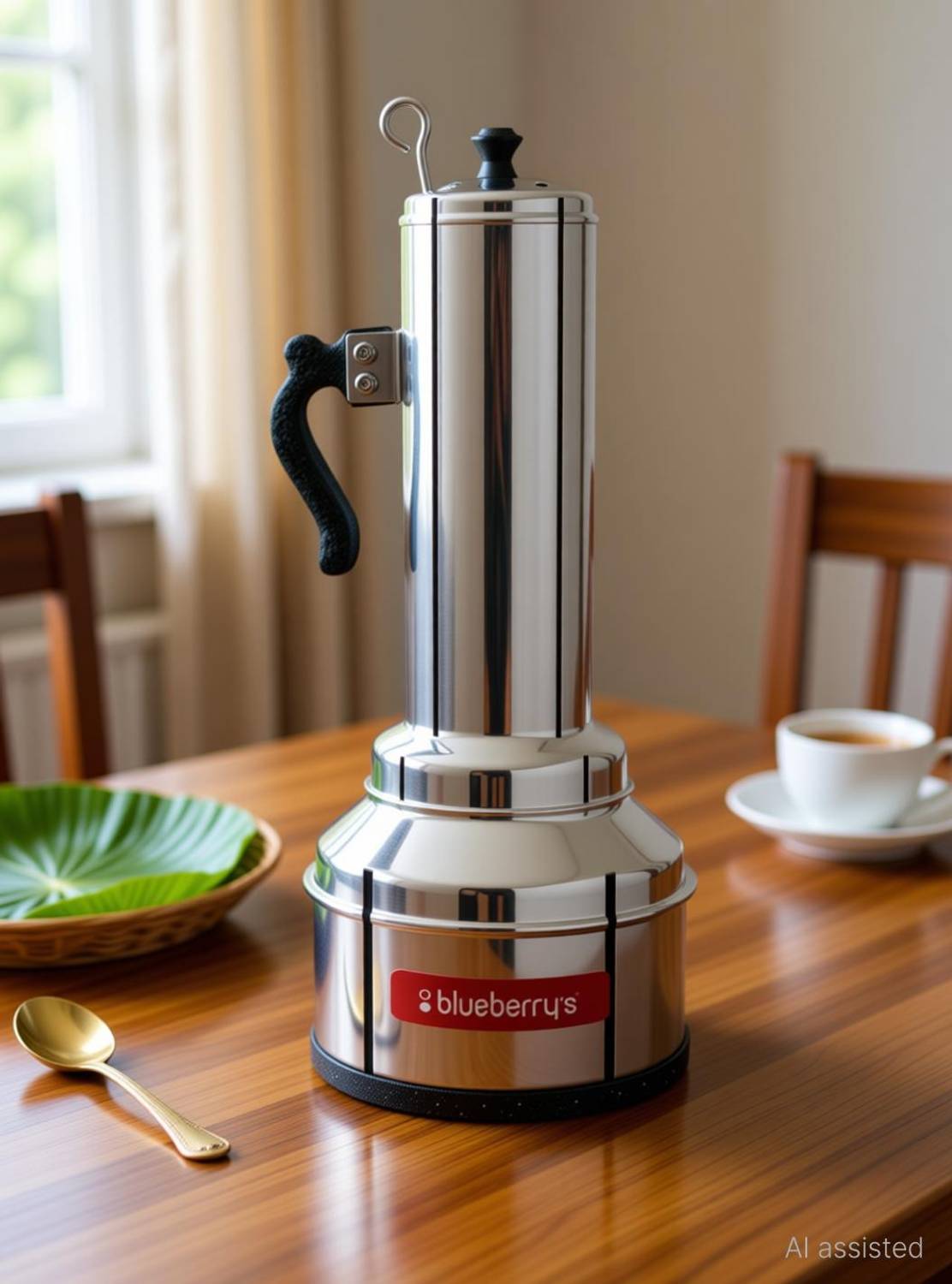 BlueBerry's Stainless Steel Puttu Kudam Maker with Lid, Food Grade(1334)(Silver) Stainless Steel Steamer