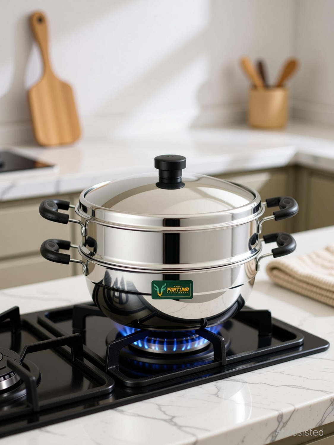 Image of FORTUNA KITCHENWARE Steel Mini Momo Steamer | Vegetable Steamer for Cooking | Small Momos Steamer Stainless Steel Steamer