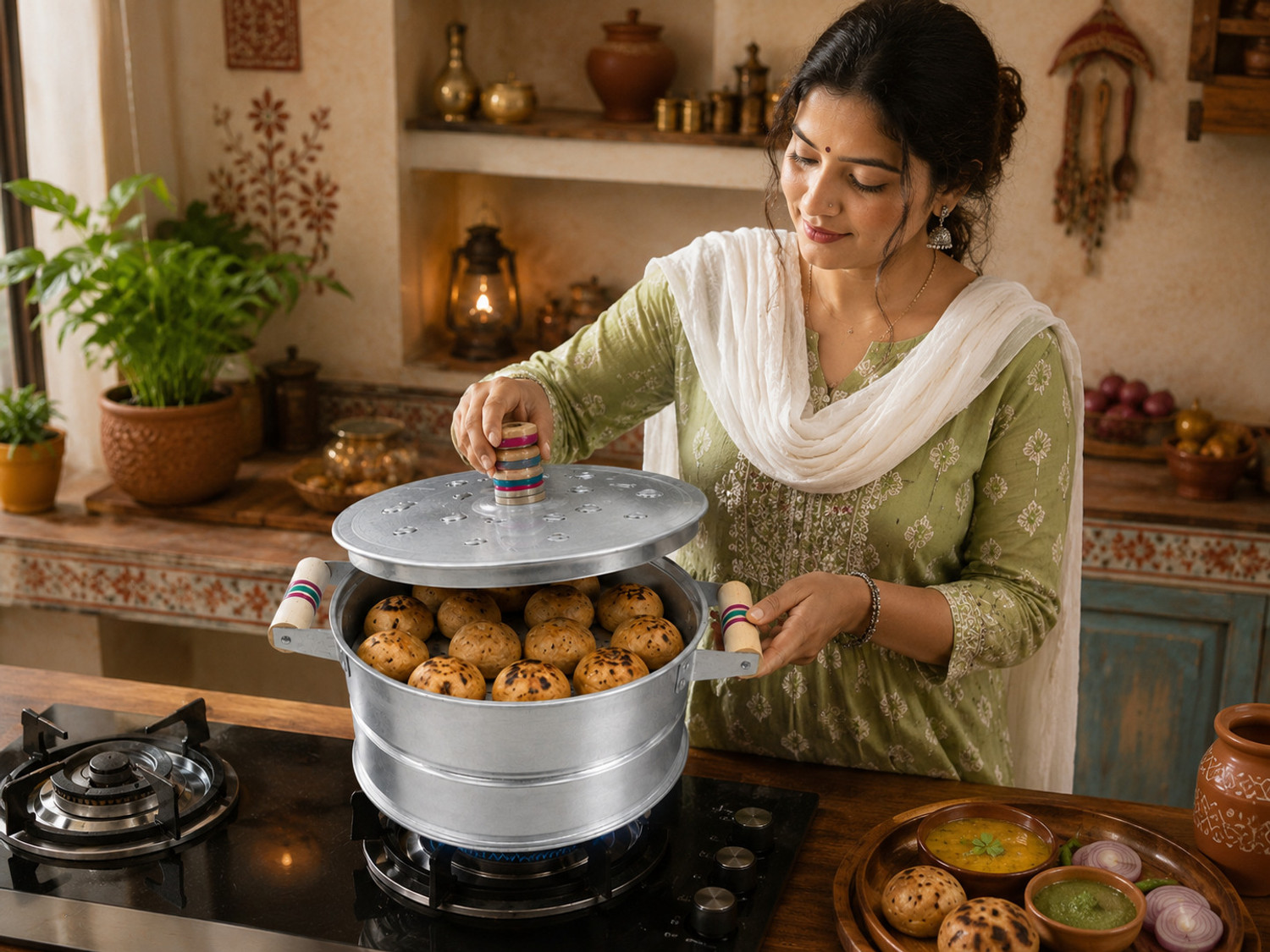 Image of karishmaEdge Dal Bati maker | Baking Oven | Gas , charcoal and wood tandoor | Barbecue Grill Cast Iron Steamer