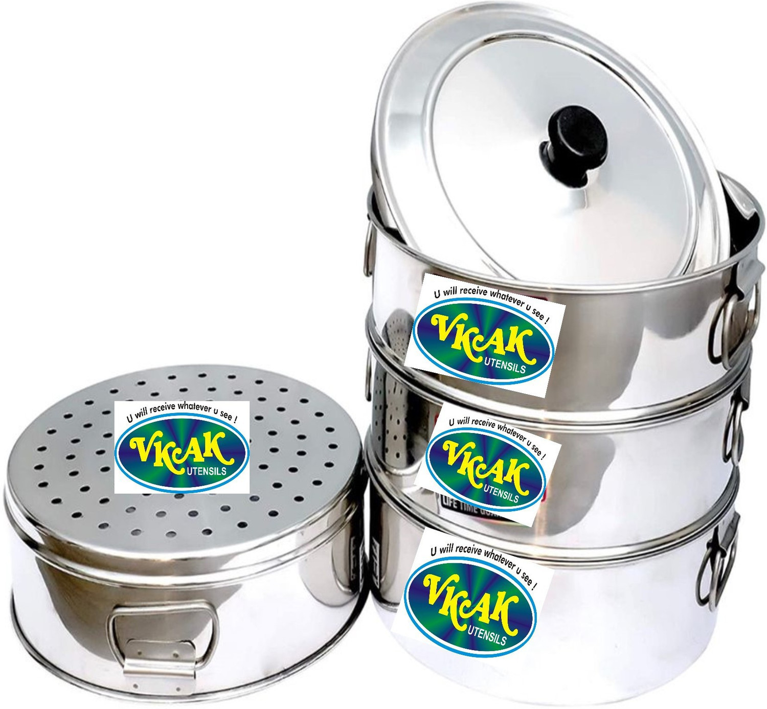 Image of VKAK HEAVY MOMOS NO =11 inch(Induction & Gas Friendly)100 TO120 PCS BAKED ATONE TIME Stainless Steel Steamer