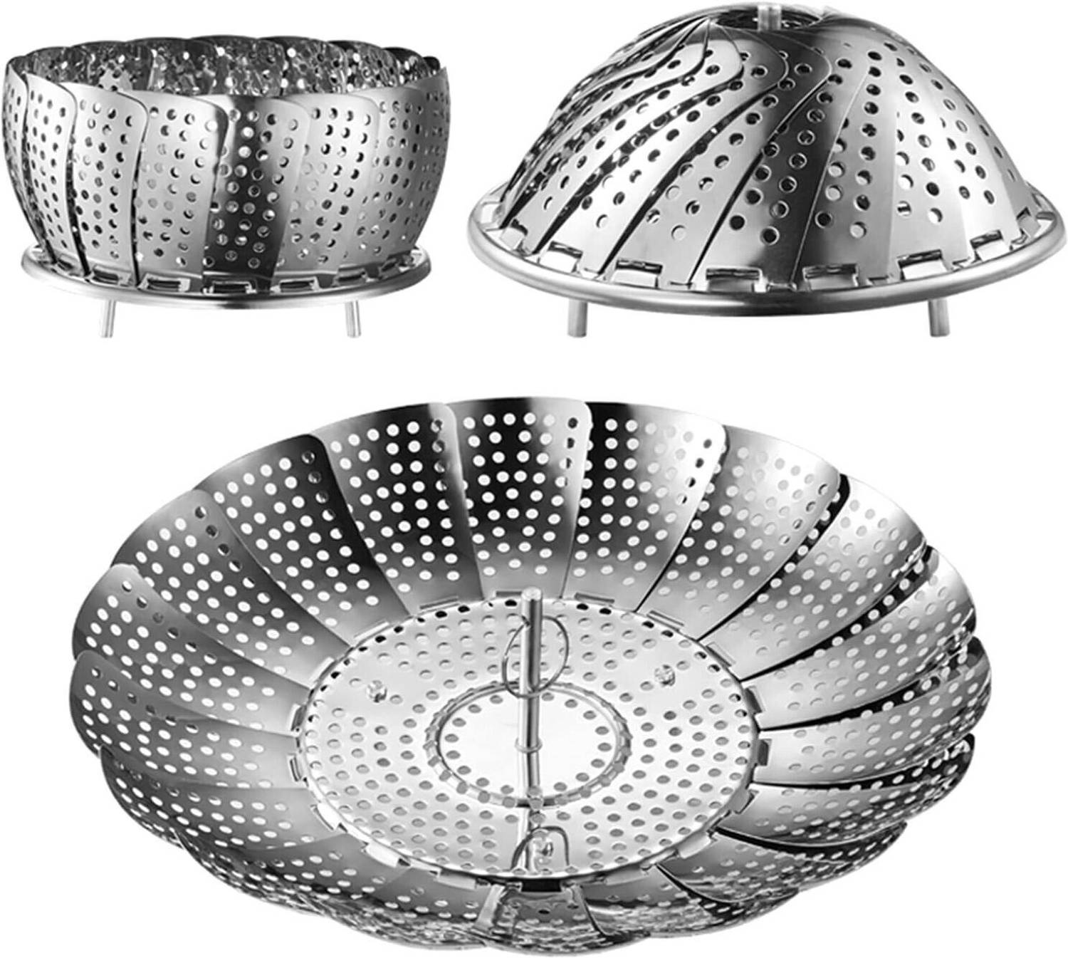 AshmakamMart Steam Stand for Cooking - Compact Basket for Pots, Pans, and Pressure Cookers Stainless Steel Steamer