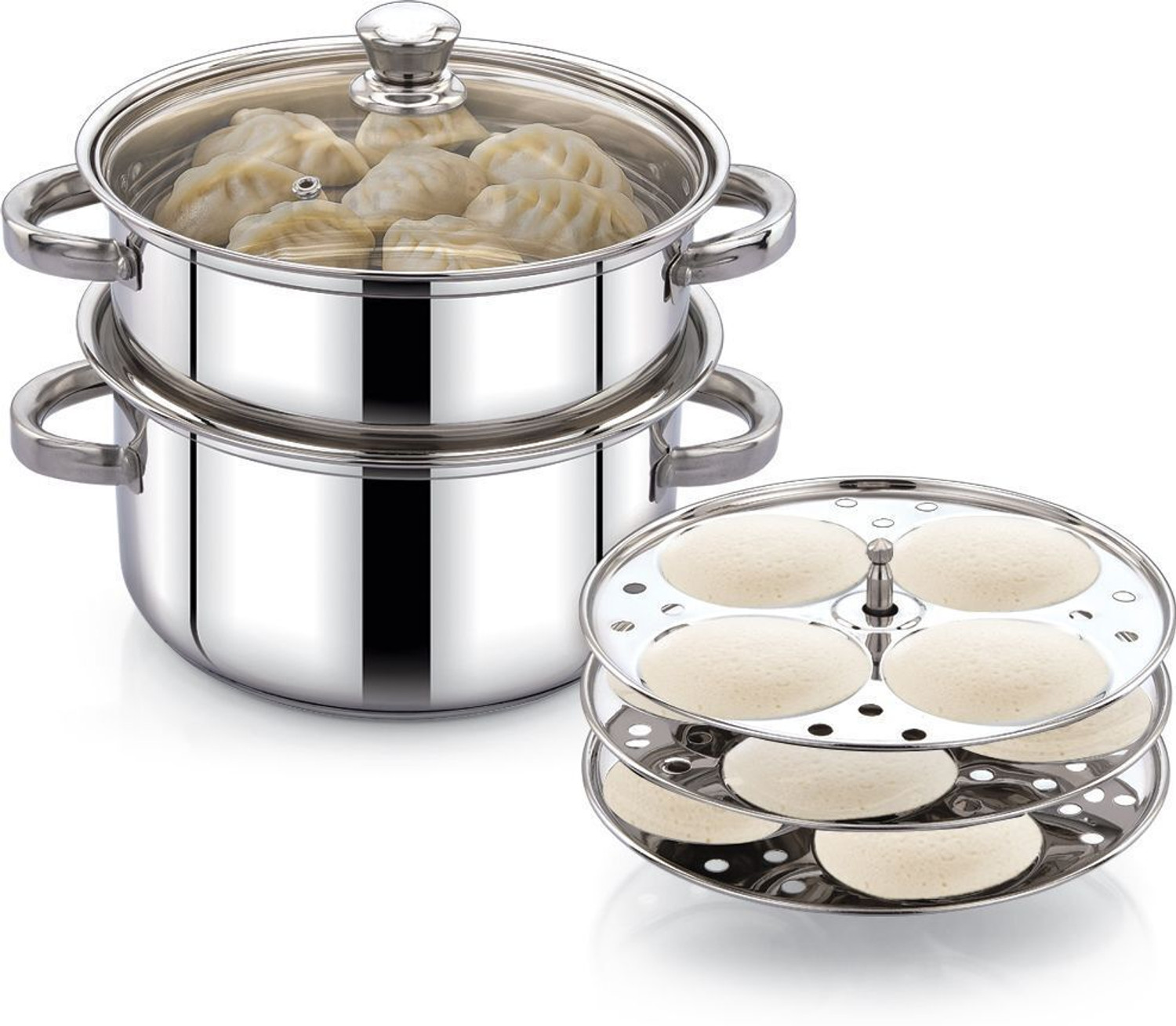 Image of AVIAS Momo Maker Steamer With Idly Plate Stainless Steel Steamer