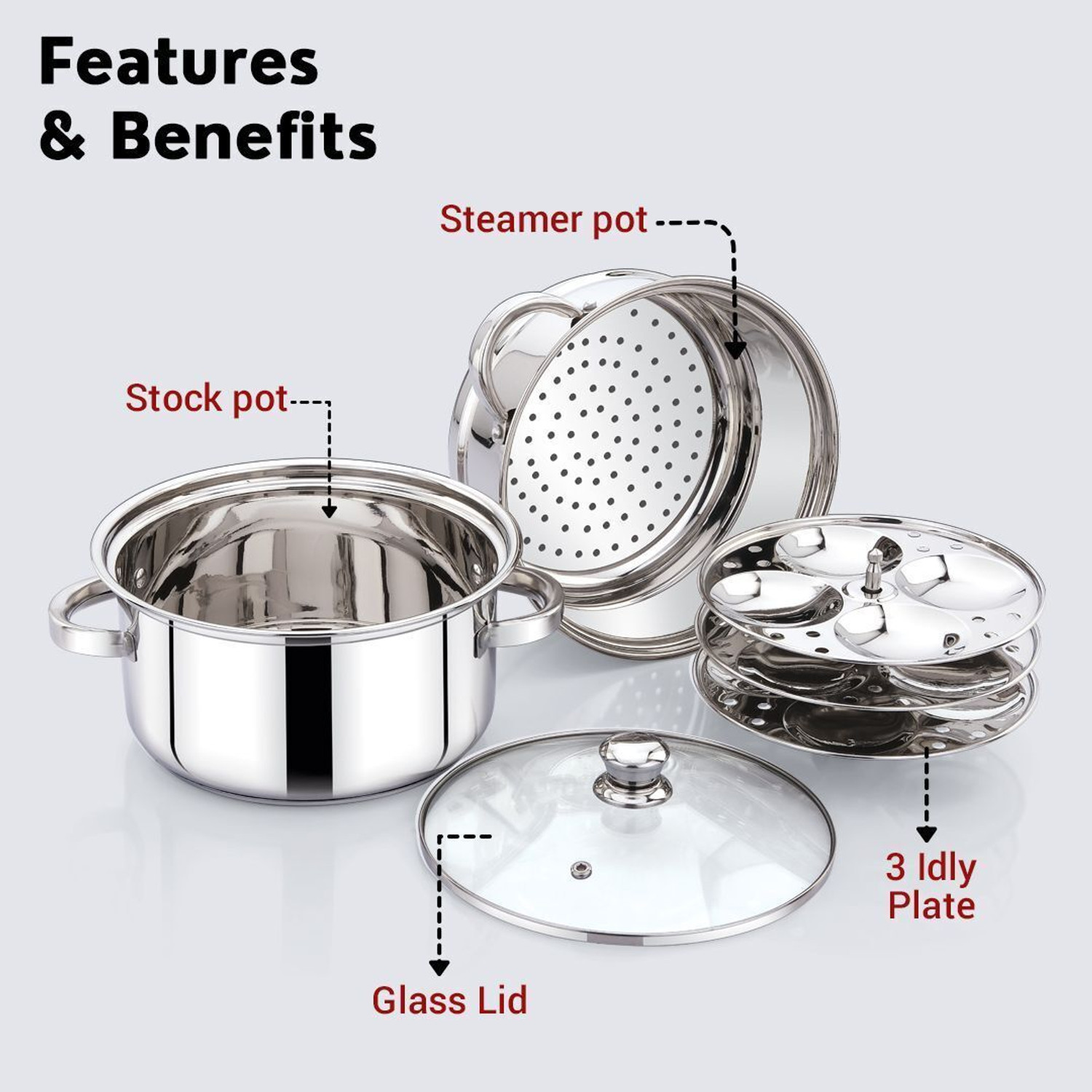 Image of AVIAS Momo Maker Steamer With Idly Plate Stainless Steel Steamer