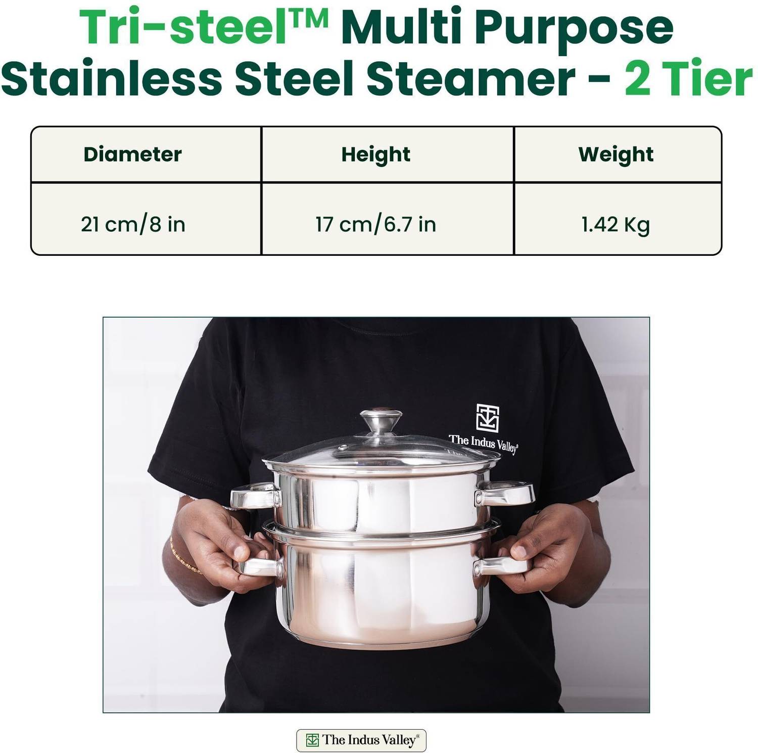 The Indus Valley 2-Tier Steamer with Glass Lid - Image 2