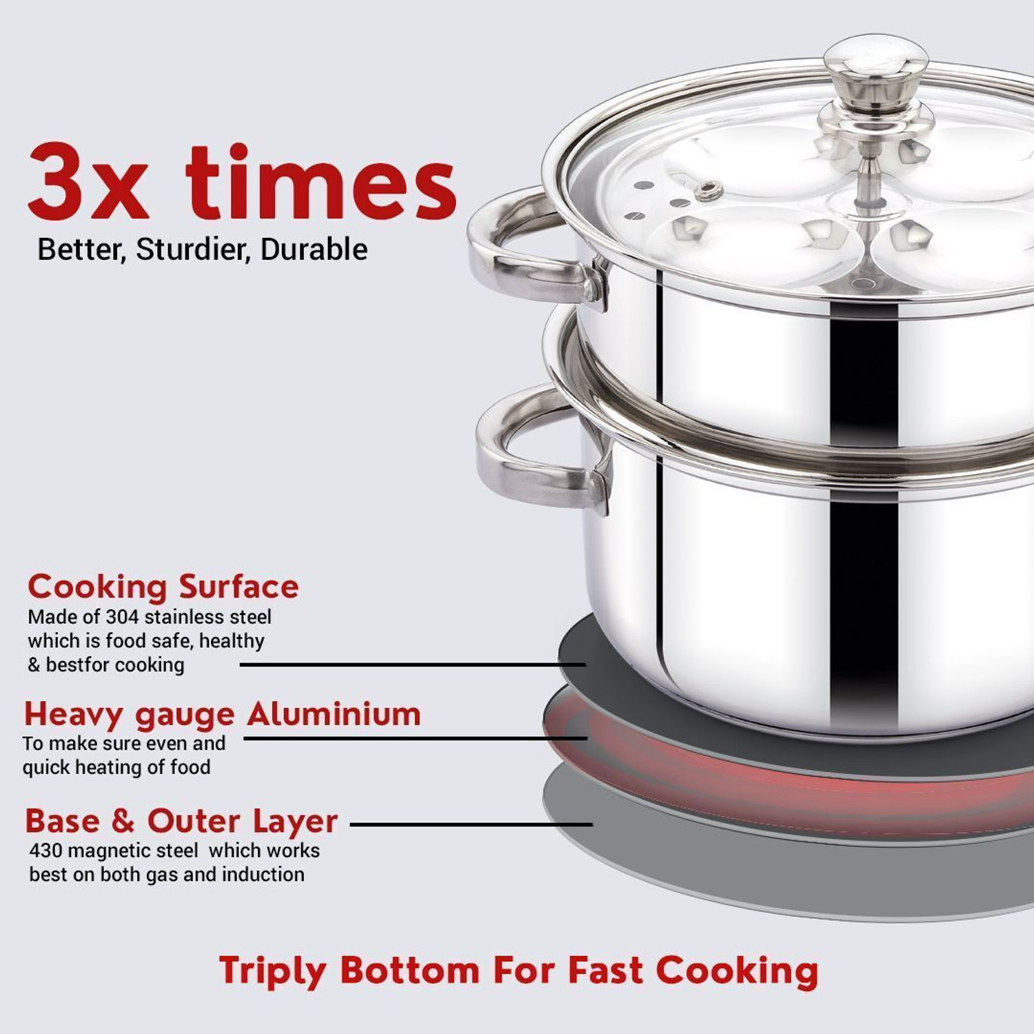 Image of AVIAS Momo Maker Steamer With Idly Plate Stainless Steel Steamer