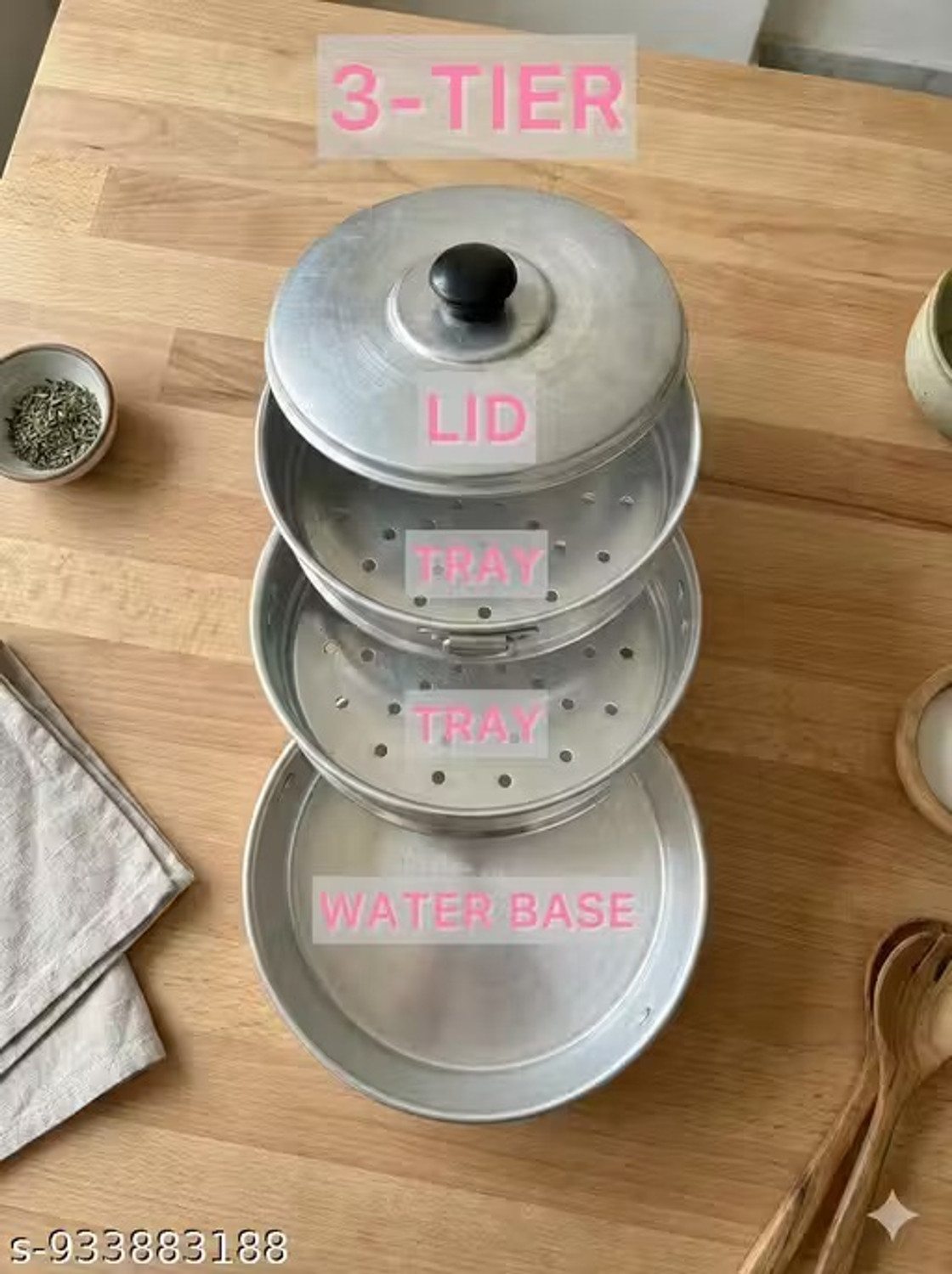 Image of SHRI VASUNDHRAM MOMO STEAMER 8 INCH 3 TIER Aluminium Steamer