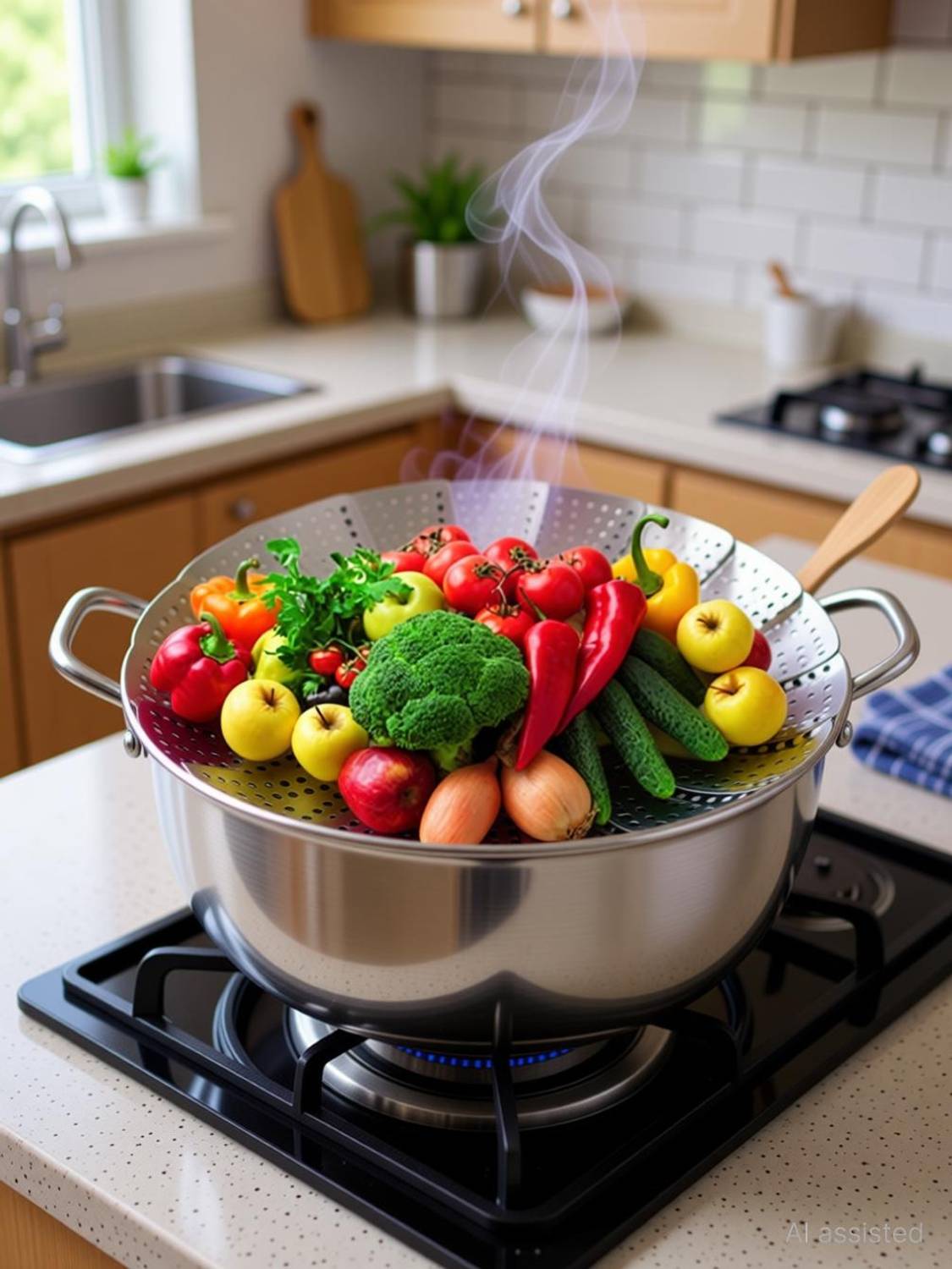 4tens Steamer Basket Stainless Steel Vegetable Steamer Basket for Steaming Cooking Stainless Steel Fruit & Vegetable Basket