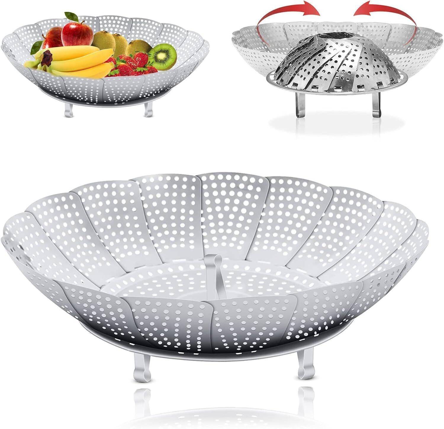 AshmakamMart Steamer Pot Stainless Steel - Expandable Steam Basket for Healthy Cooking Stainless Steel Steamer