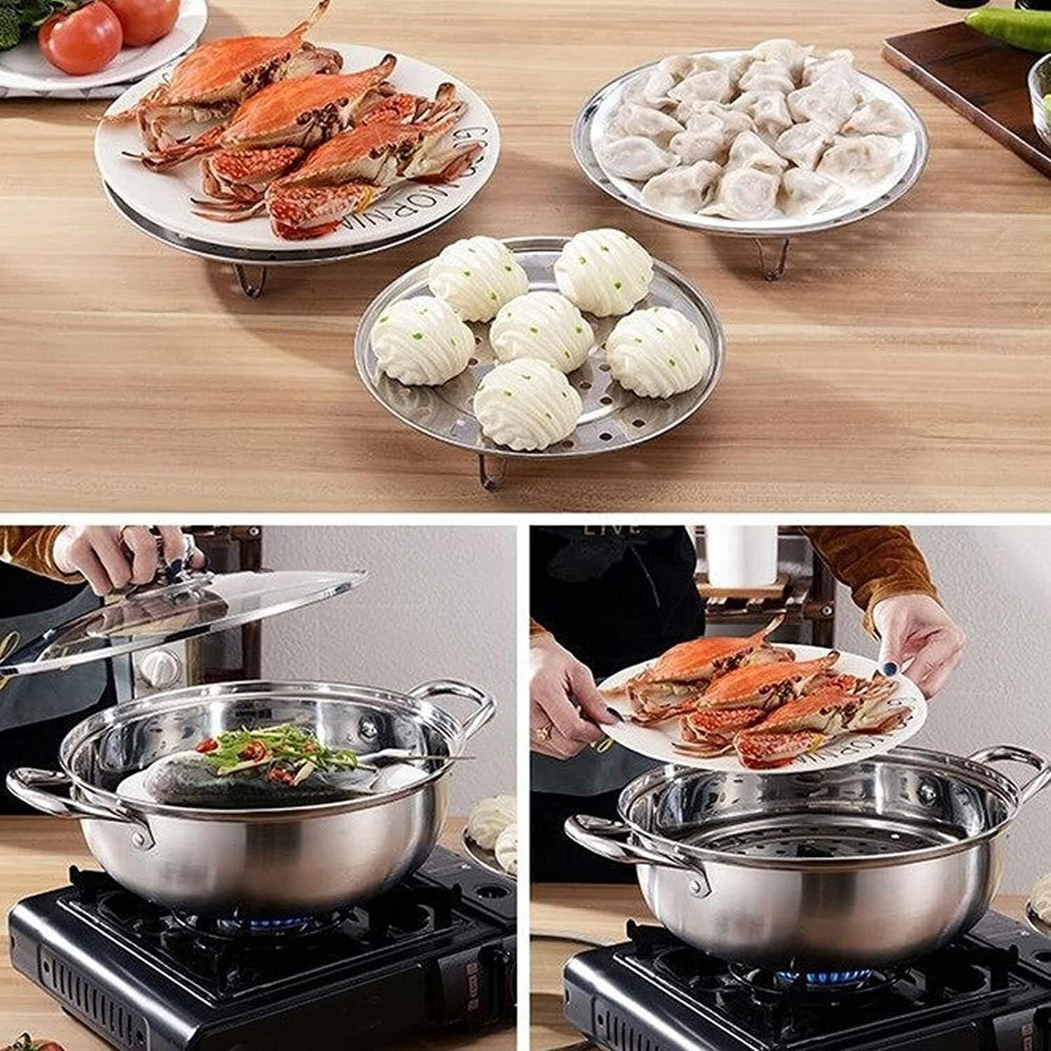 Image of PRATYADH Stainless Steel Steaming Rack Steam Tray Stainless Steel Steamer