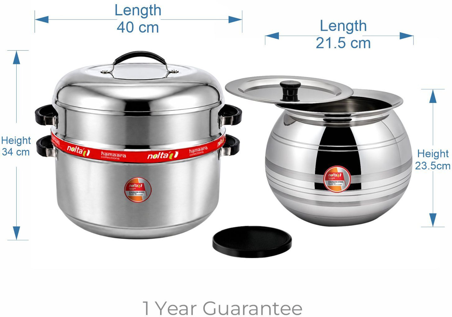 Image of Nolta Thermal 2KG Rice cooker, ISO Certified, Big SS Choodaarapetty with Pot & Gasket, Stainless Steel Steamer