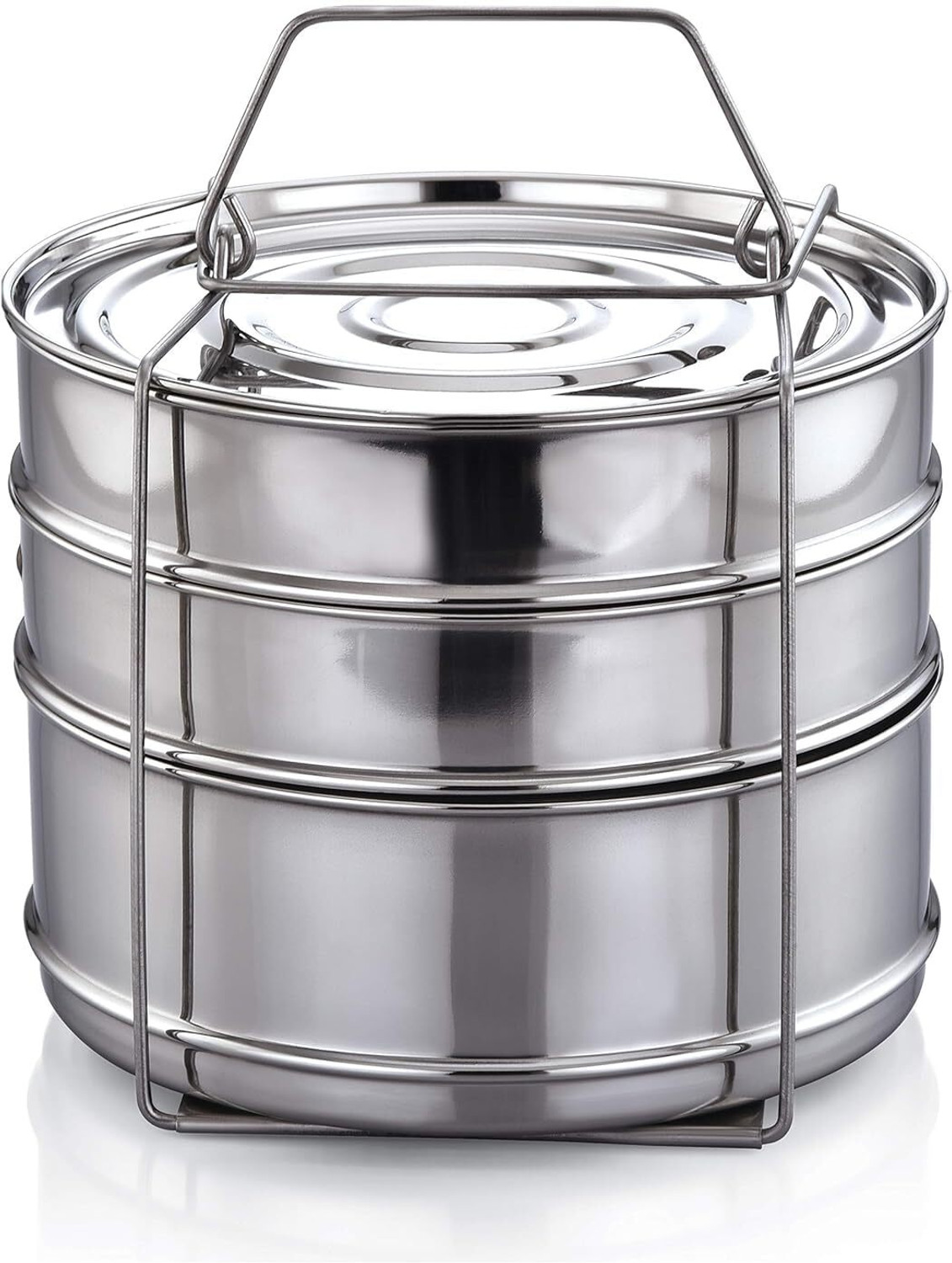 Image of Onions Expresso 10L Outer Lid Cooker Separator Set (3 Containers) Stainless Steel Steamer